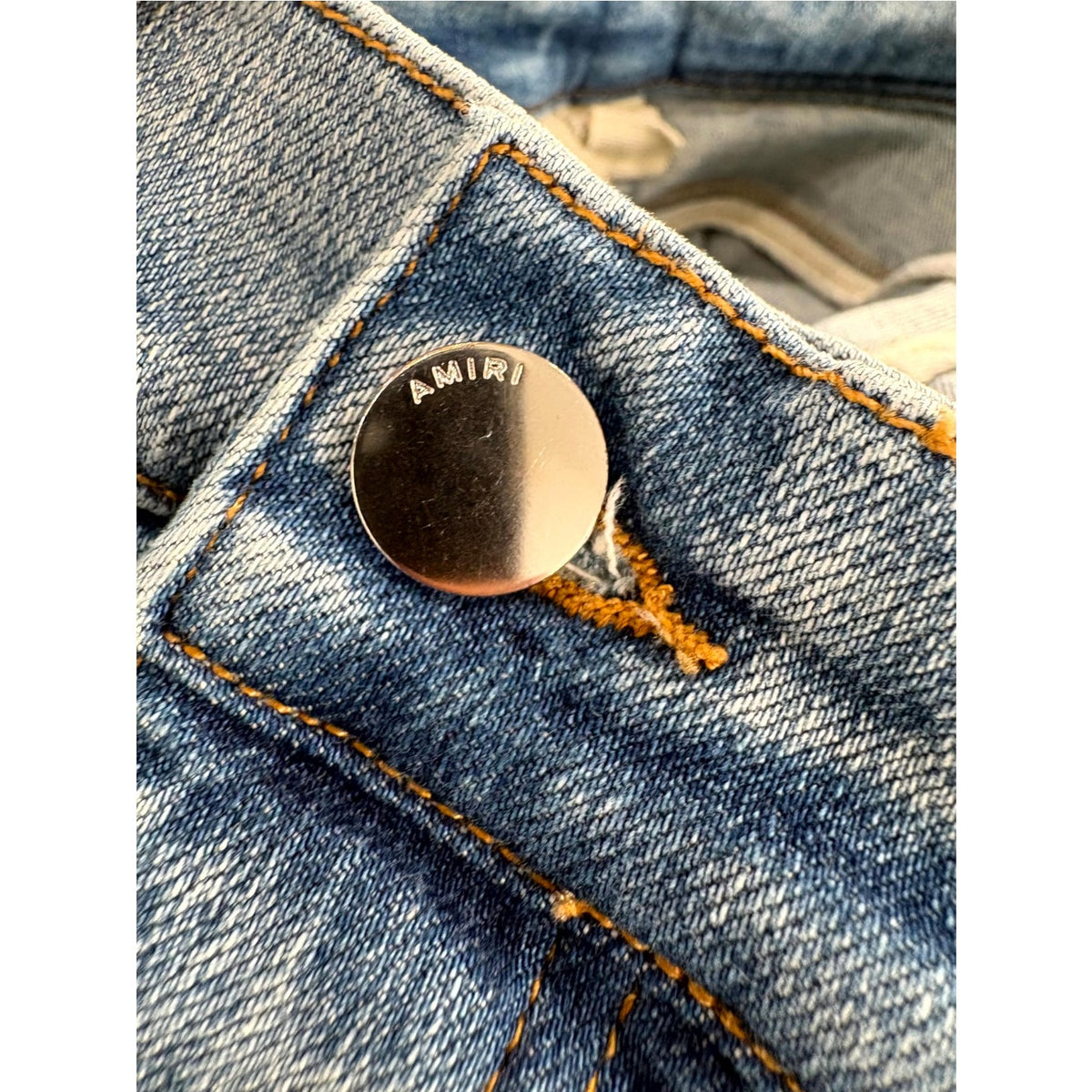 Amiri Quilted Blue Patch Light Wash Jeans