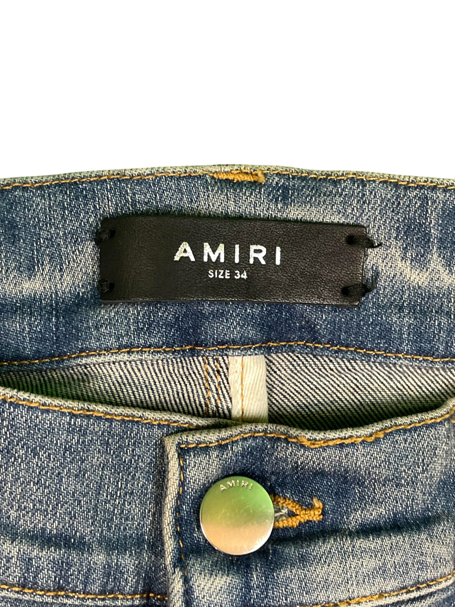 Amiri Paisley Thrasher Patch Light Wash & Orange Jeans