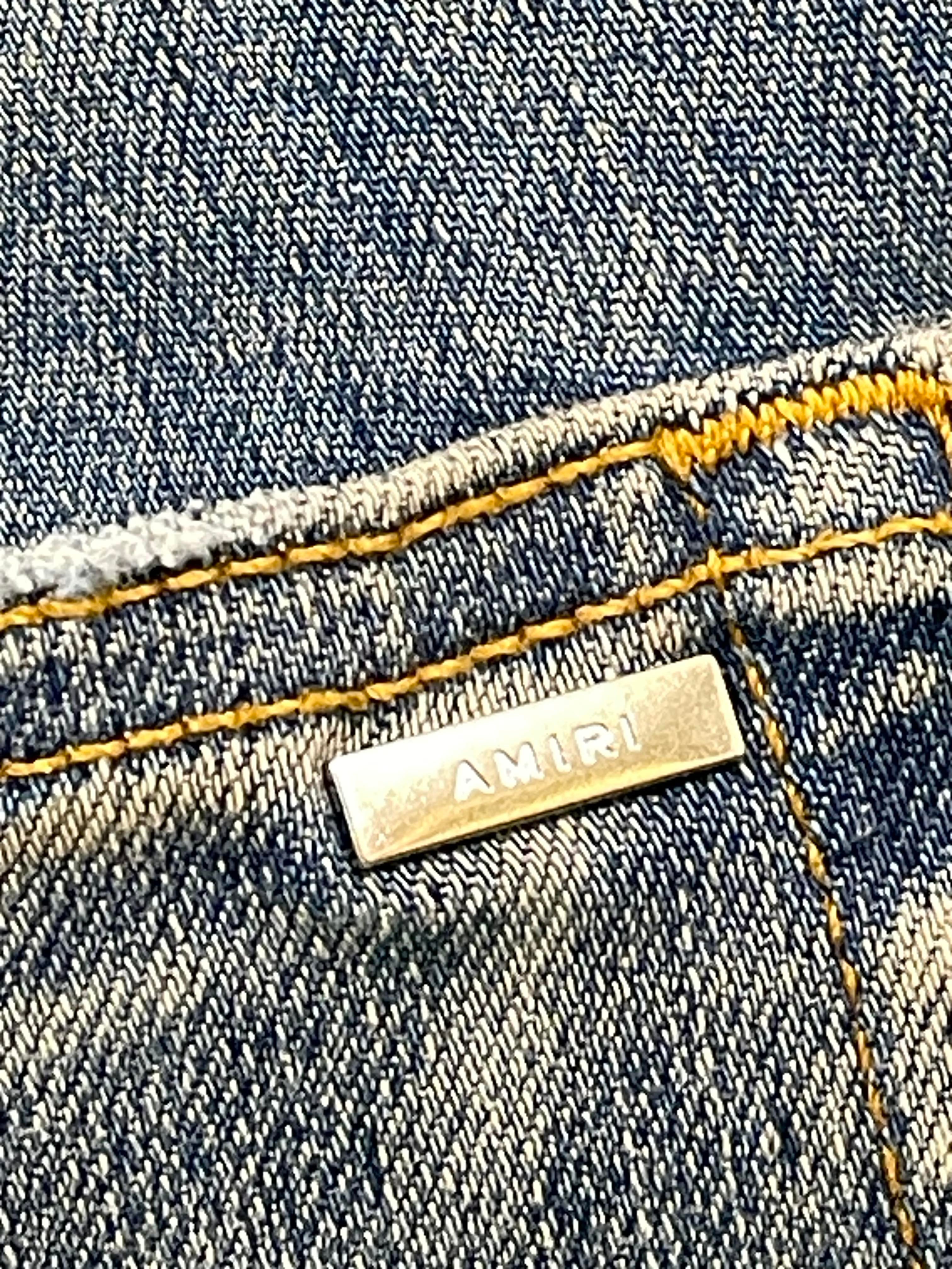 Amiri Paisley Thrasher Patch Light Wash & Orange Jeans