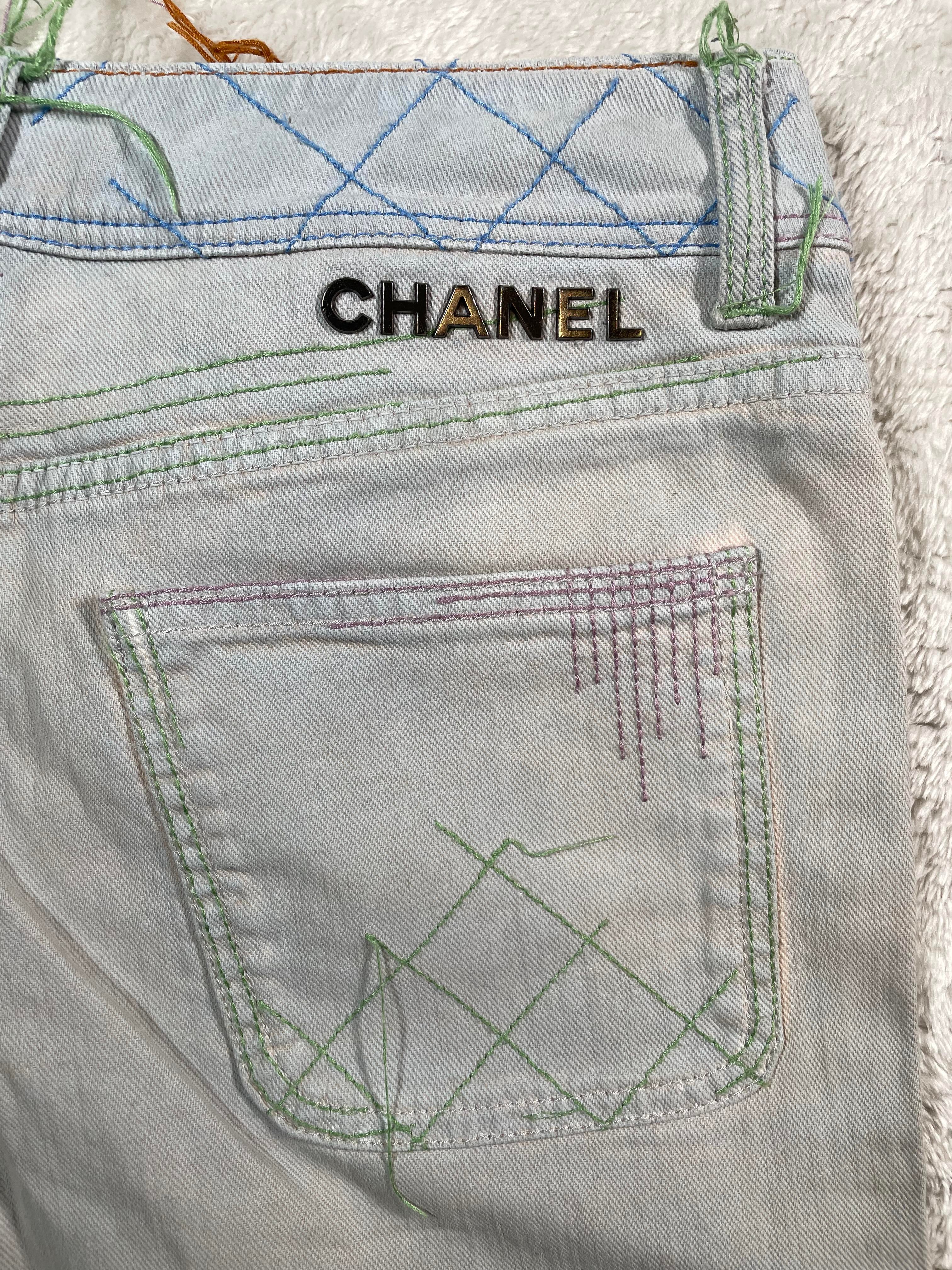 Chanel Womens Multi Color Light Wash Jeans