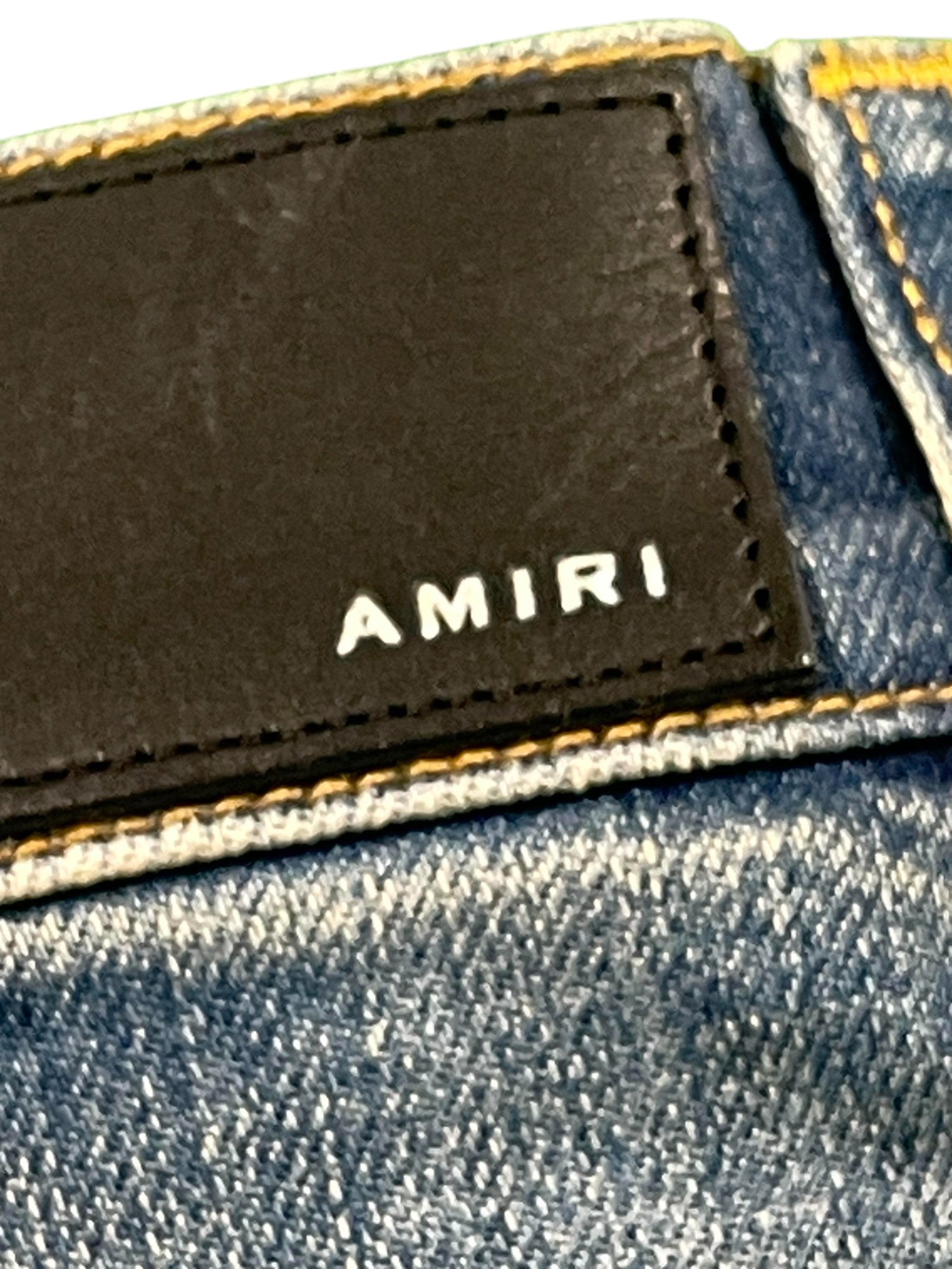 Amiri Paisley Thrasher Patch Light Wash & Orange Jeans