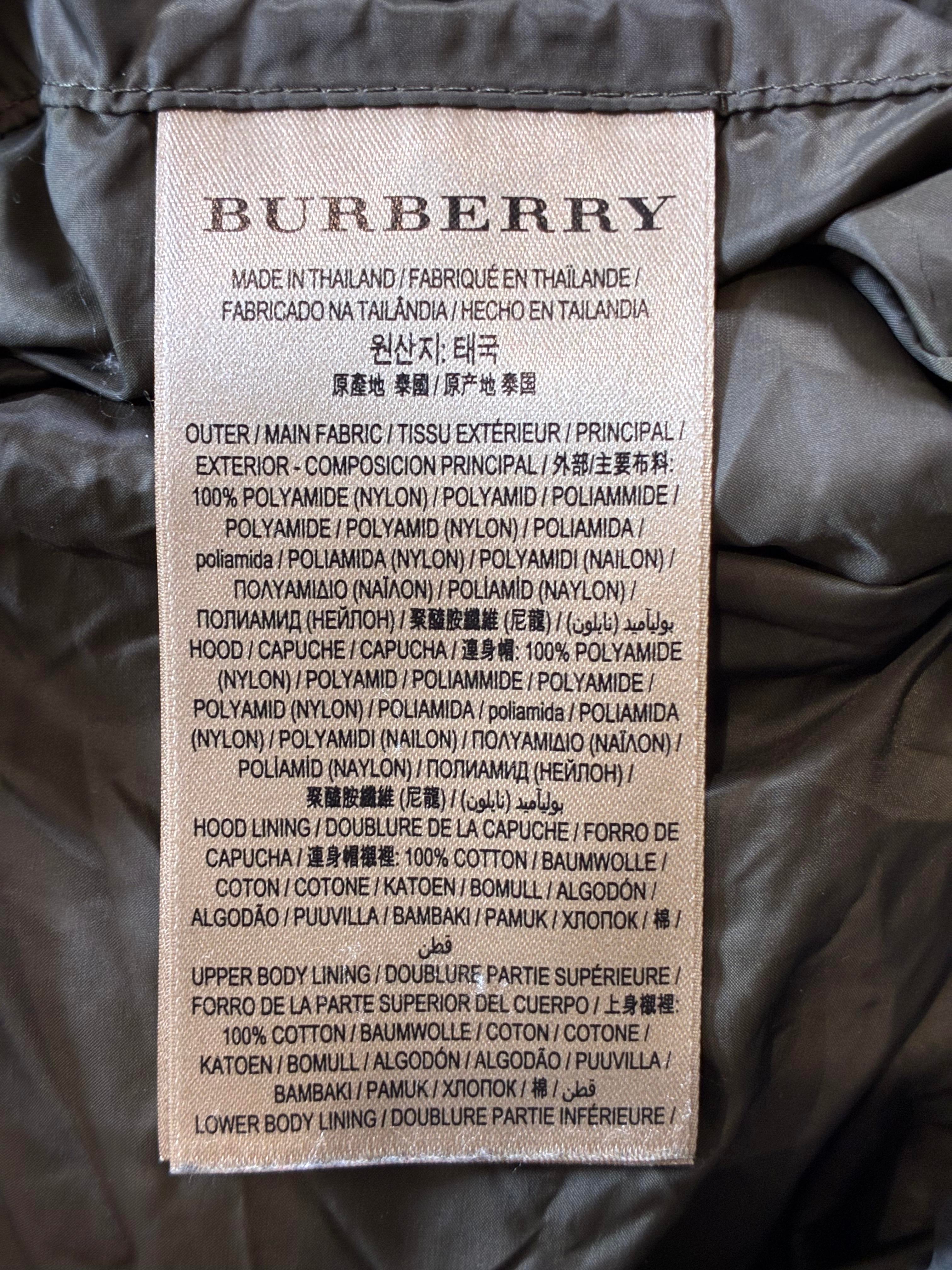Burberry Olive Detachable Sleeve Hooded Puffer Jacket