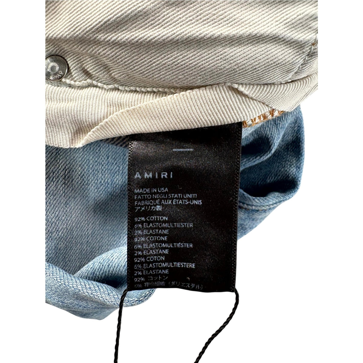 Amiri "MX1" Marble Patch Light Wash Jeans