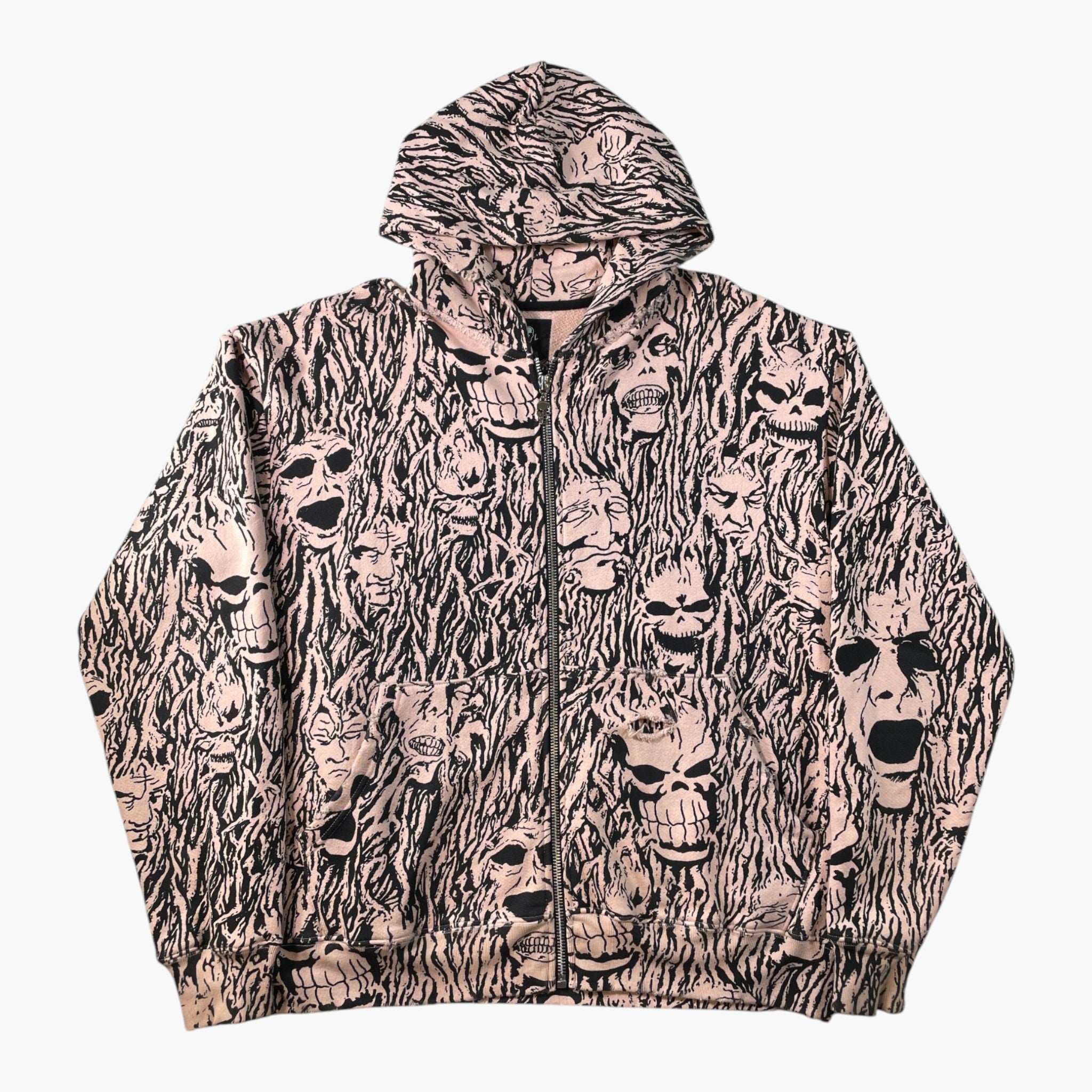 Warren Lotas Skull Pile Black & Cream Zip Up