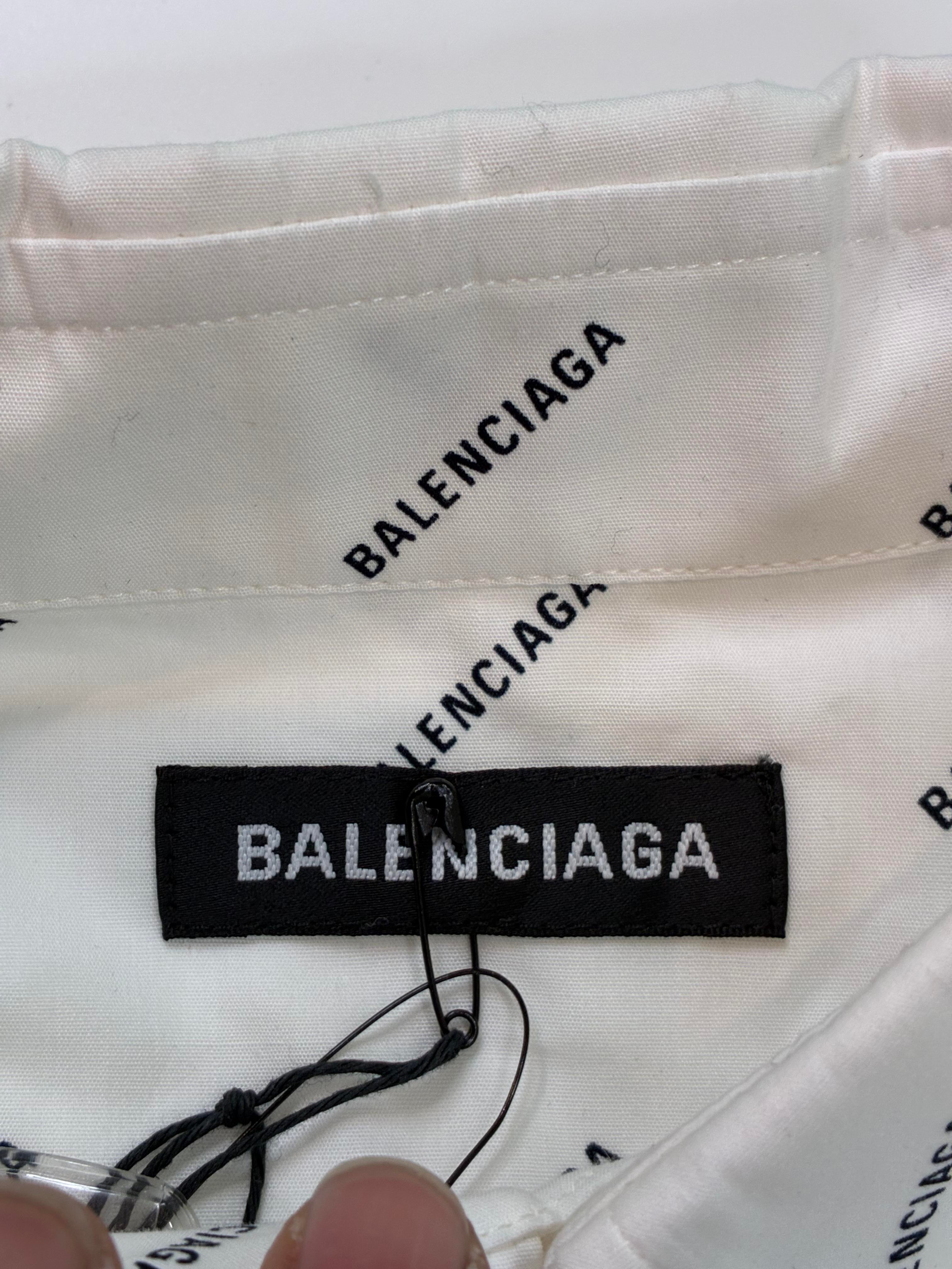 Balenciaga Multi Logo Button Up White All Over Shirt
