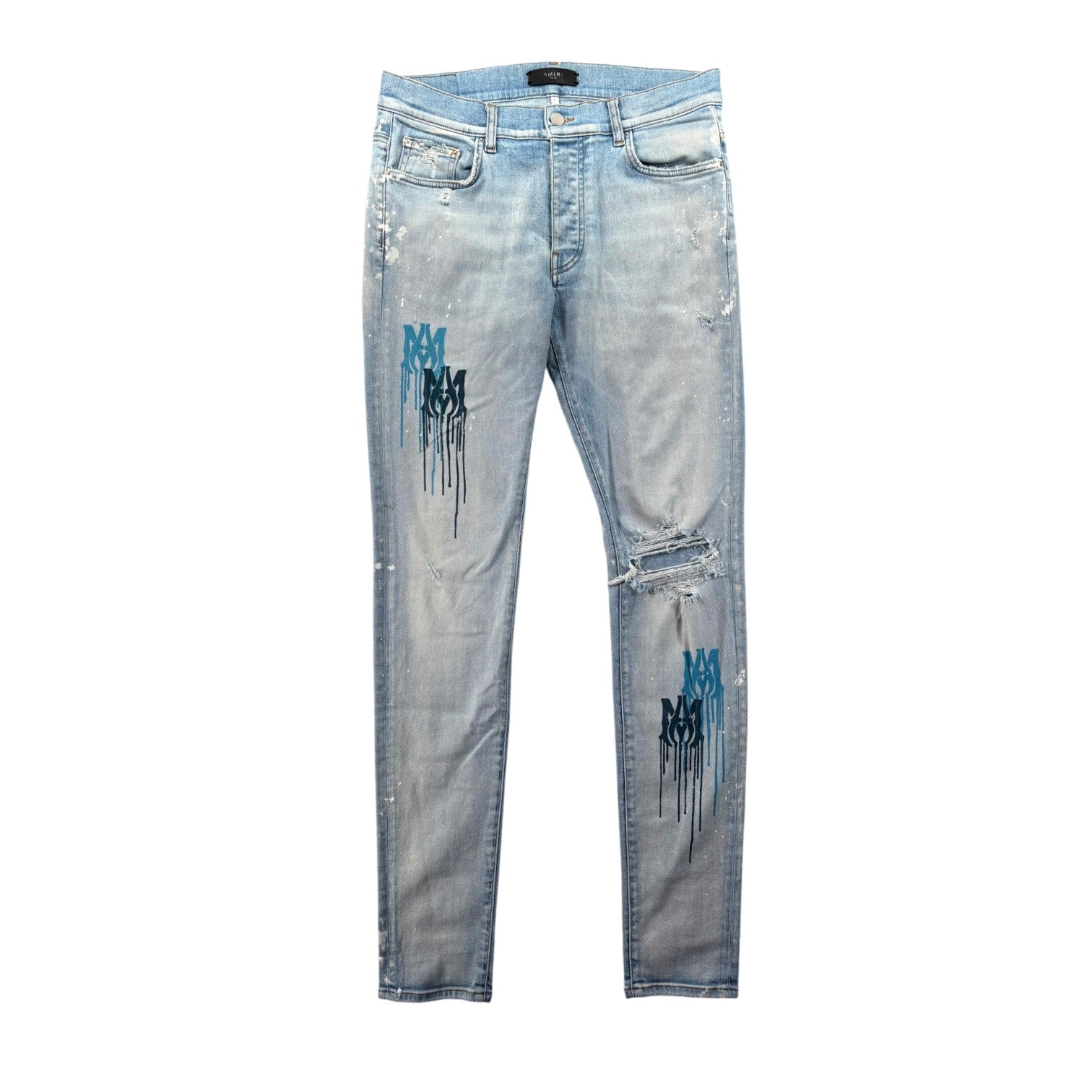 Amiri MA Paint Drip Light Wash Jeans