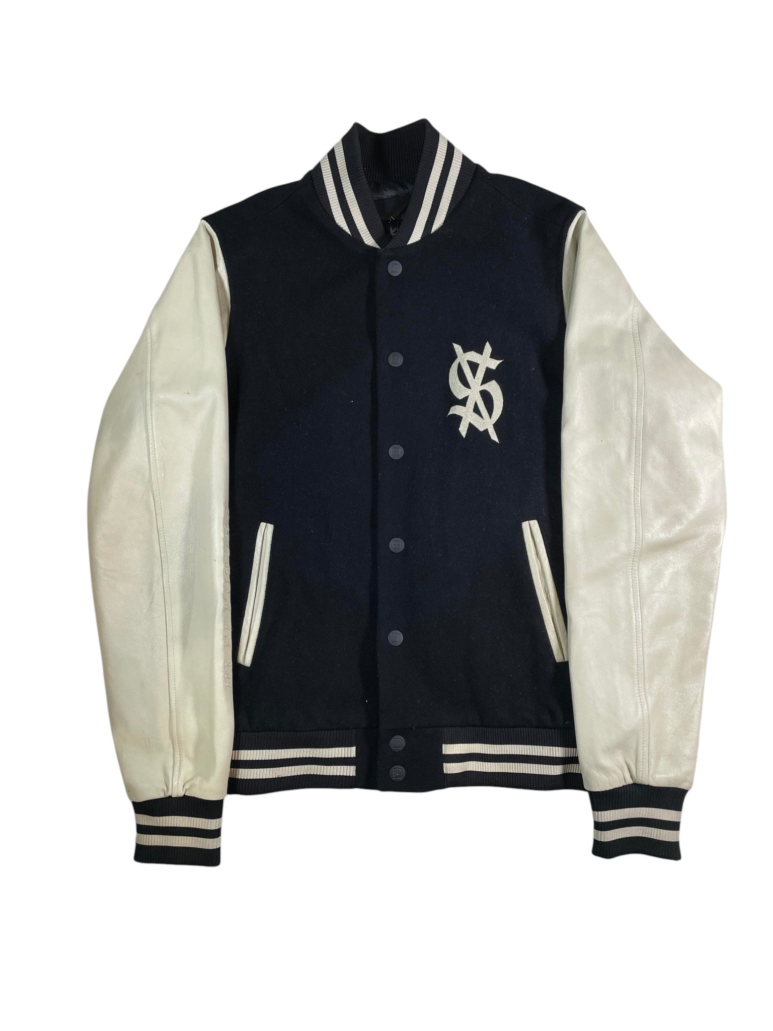 Ksubi King Black & Cream Varsity Jacket