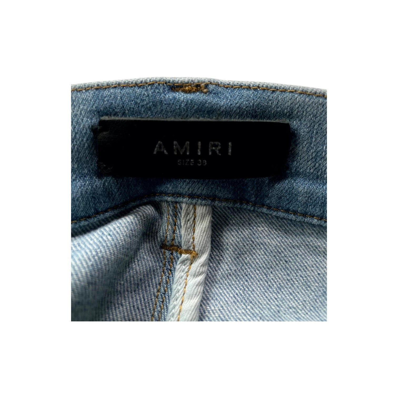 Amiri "MX2" Plaid Patch Light Wash, Blue & Orange Jeans