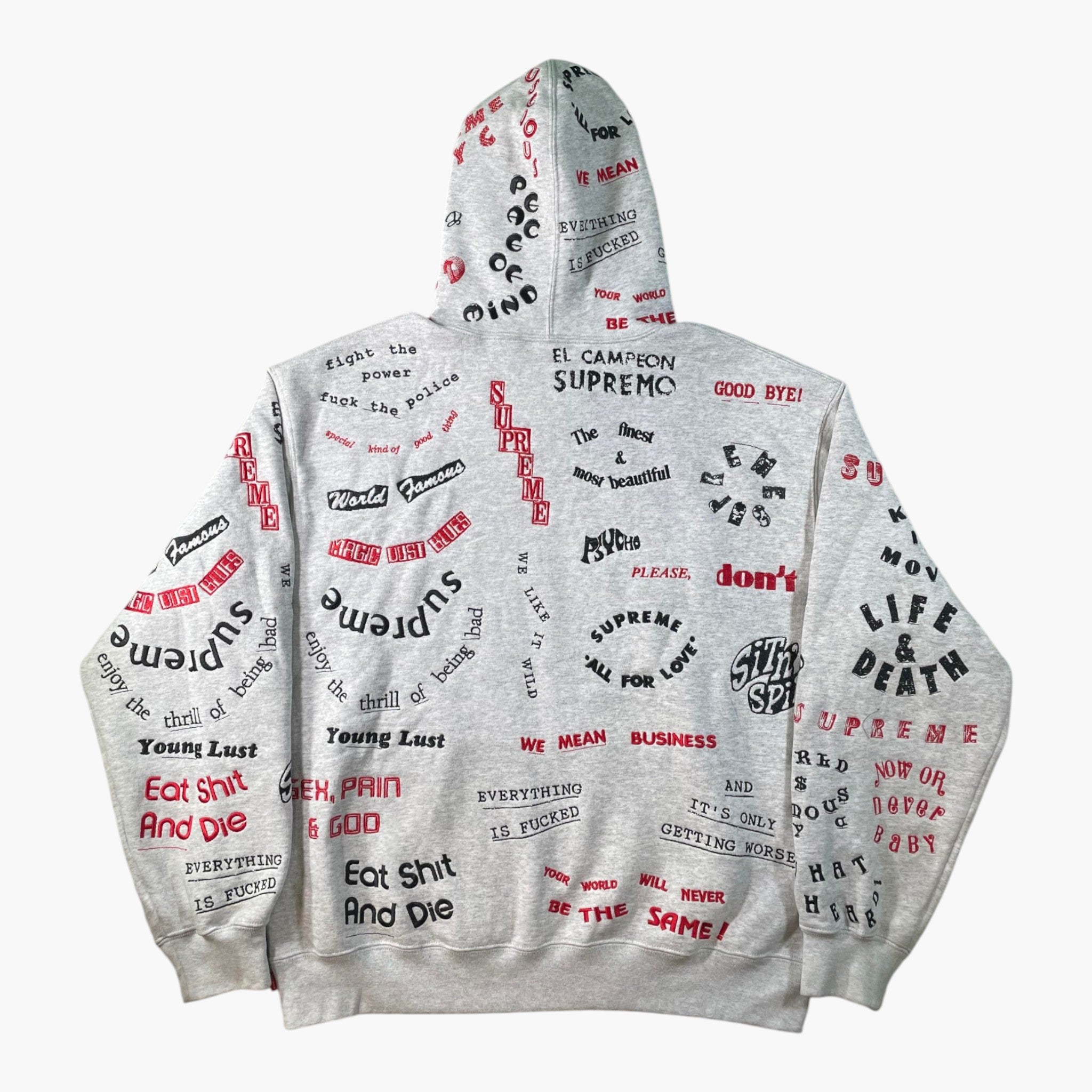 Supreme Too Deadly Grey Red & Black Hoodie