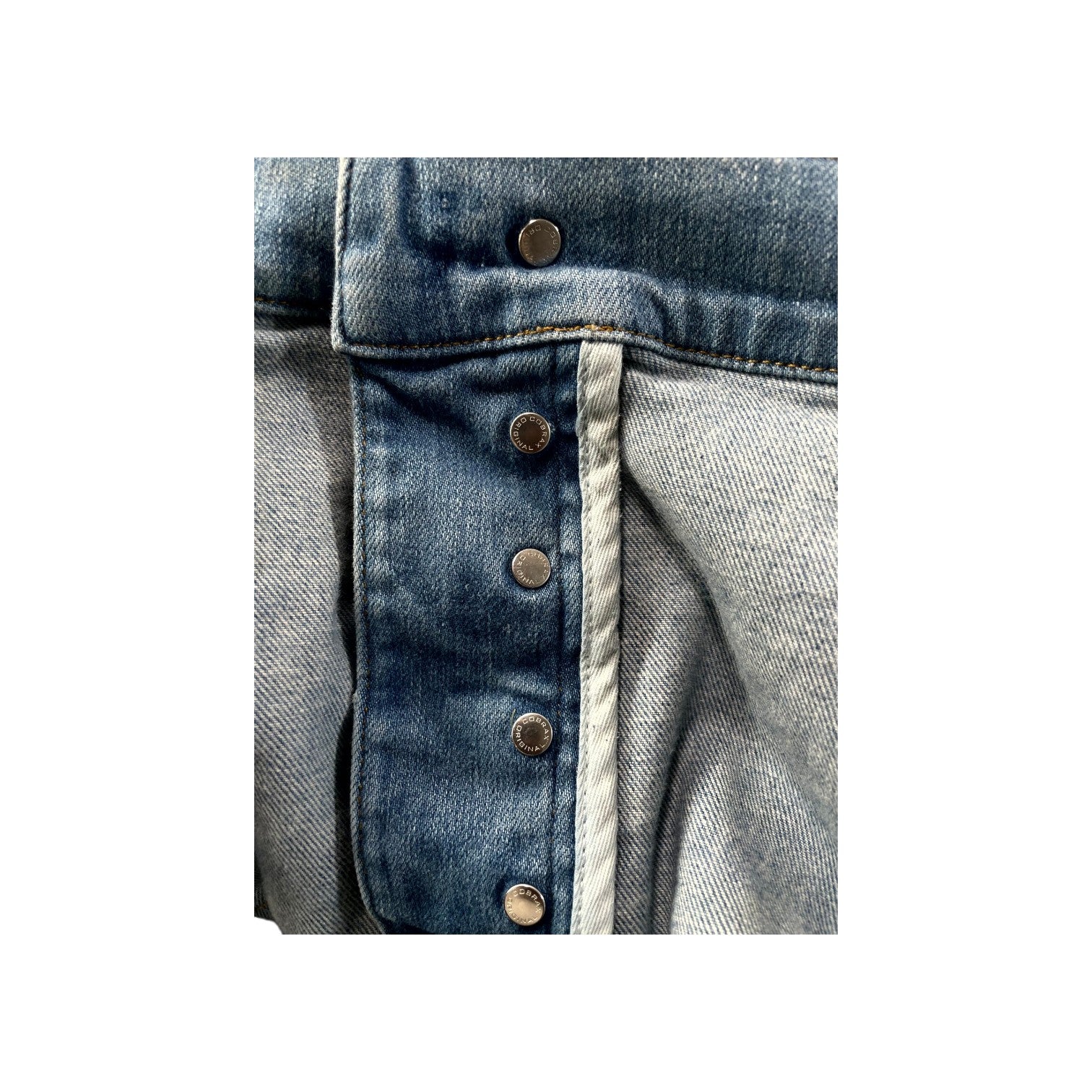 Amiri "MX2" Plaid Patch Light Wash, Blue & Orange Jeans