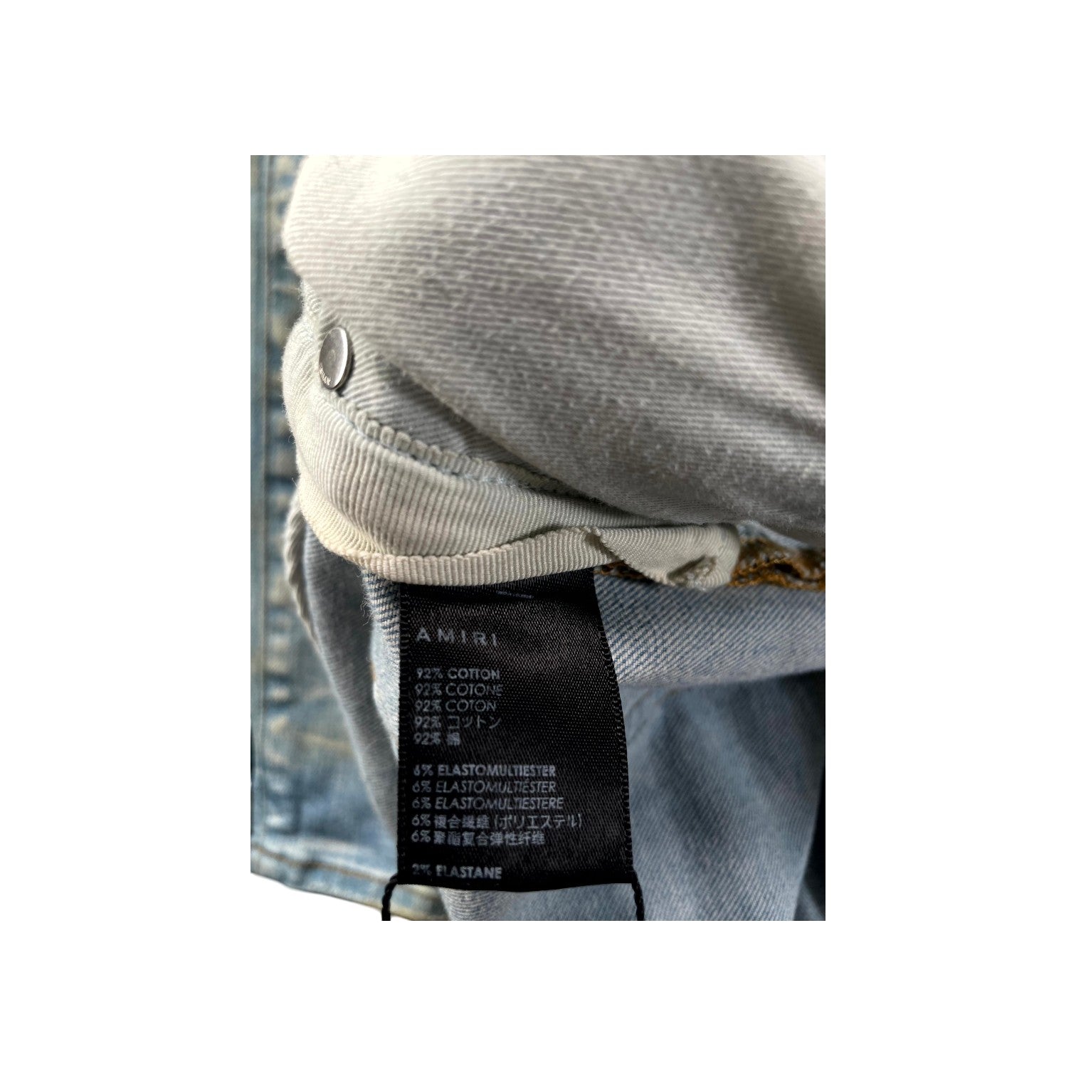 Amiri "MX2" Plaid Patch Light Wash, Blue & Orange Jeans
