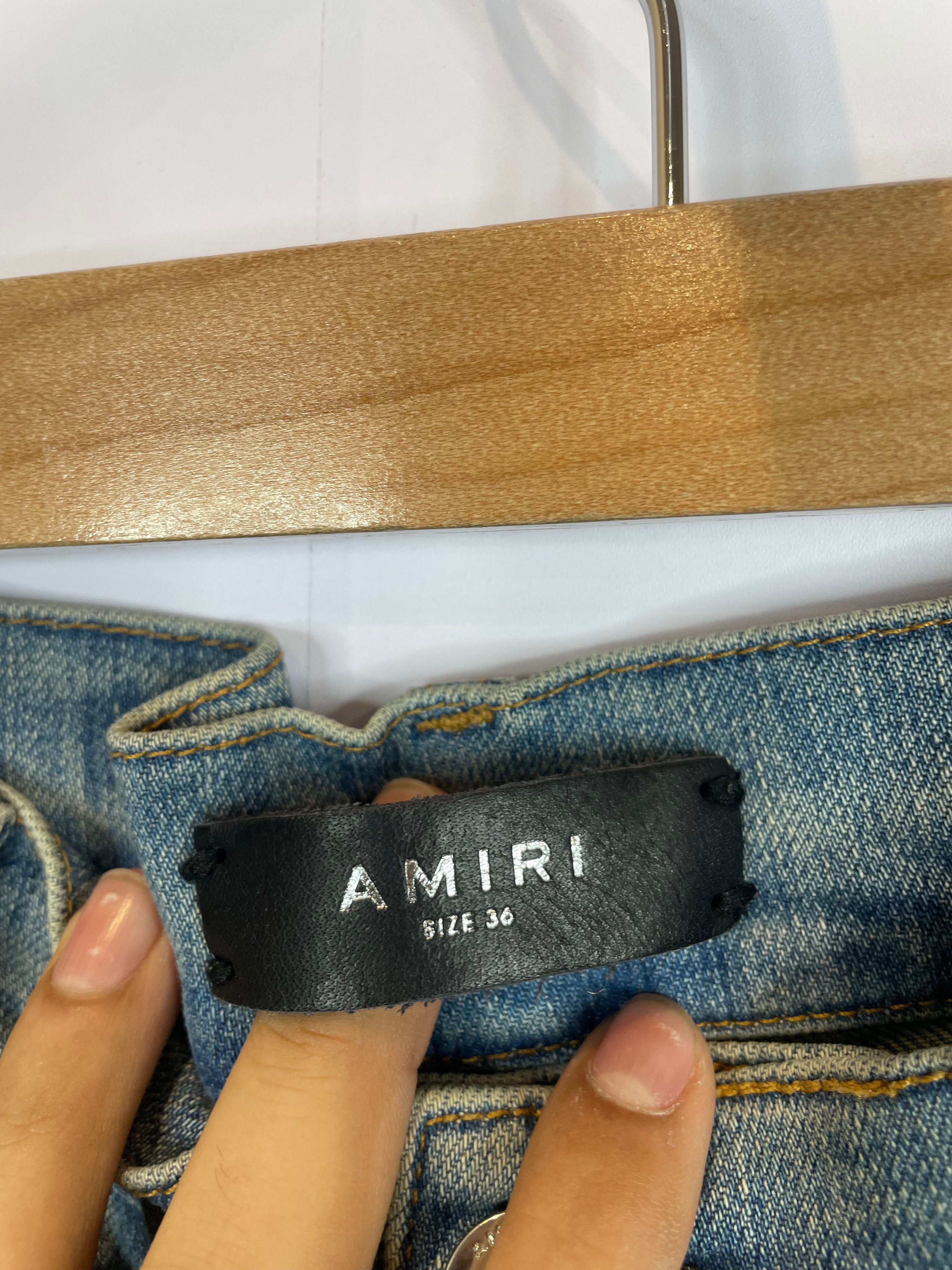 Amiri Jeans Light Wash Leopard Patch Used 36