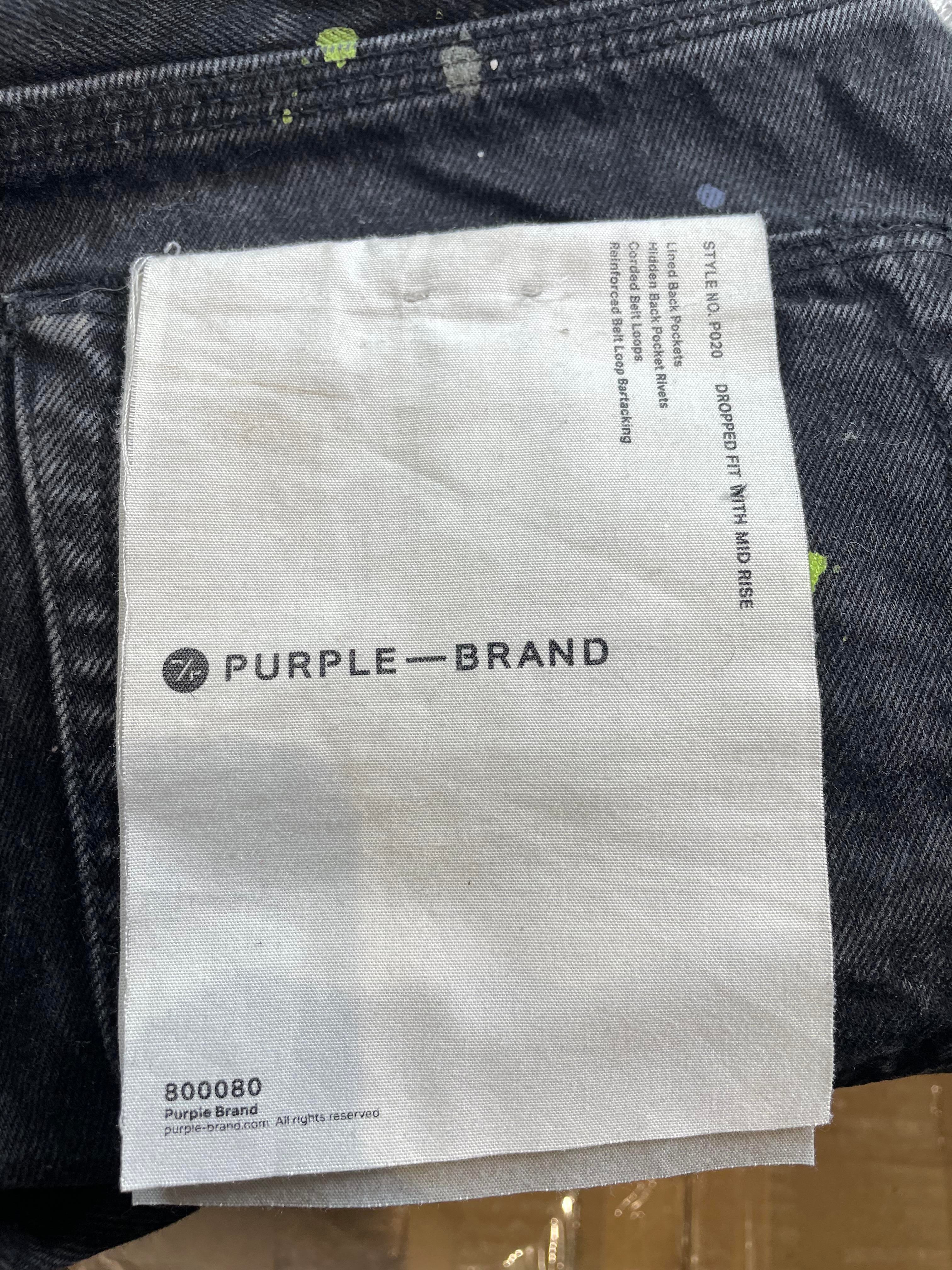 Purple Brand Paint Splatter Black Jean Shorts