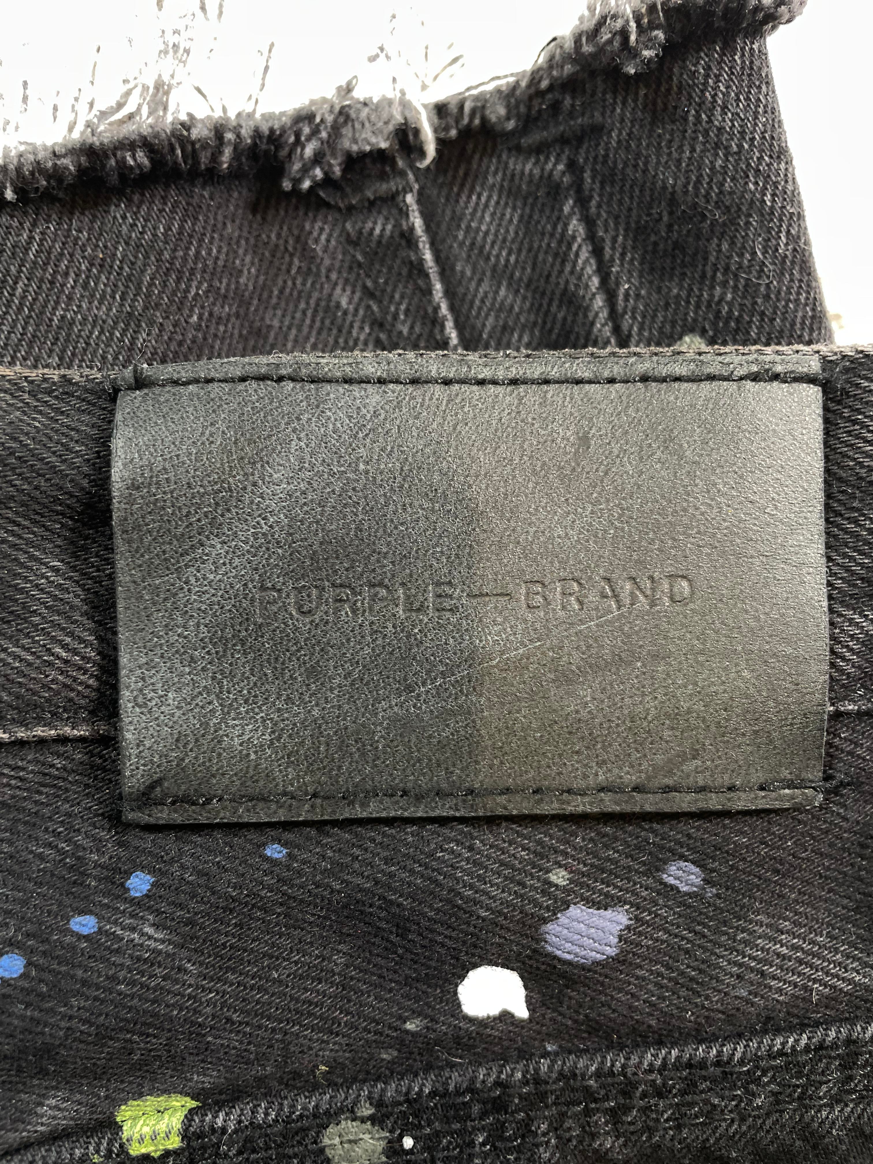 Purple Brand Paint Splatter Black Jean Shorts