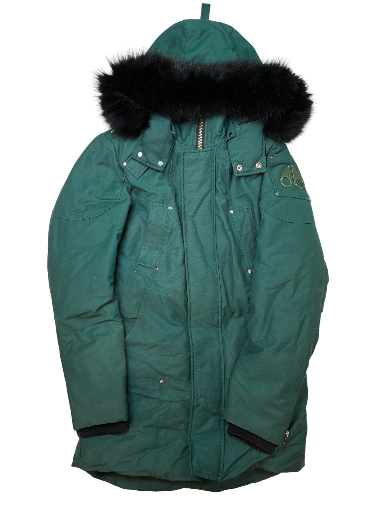 Moose Knuckles Green & Black Fur Jacket