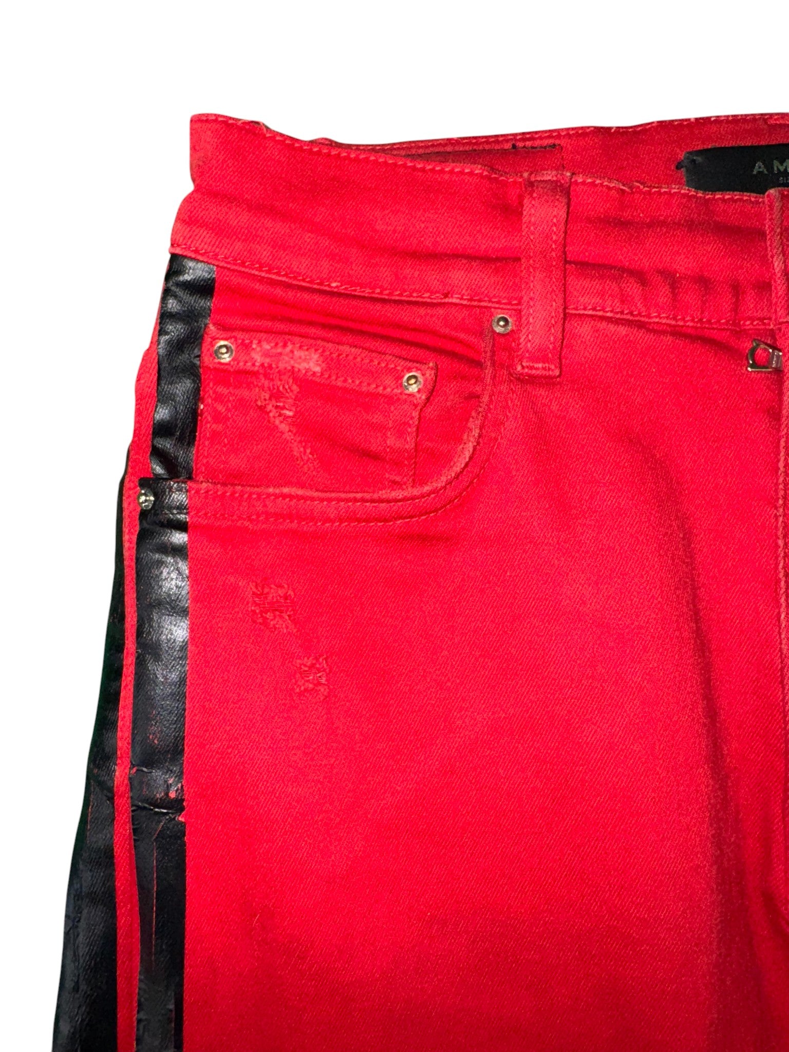 Amiri Red & Black Stripe Jeans