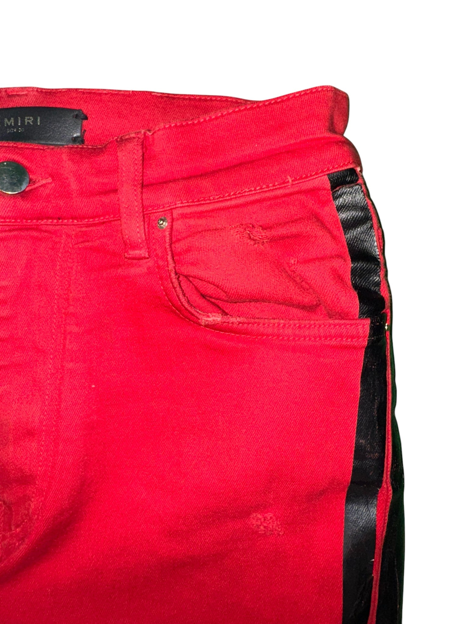 Amiri Red & Black Stripe Jeans