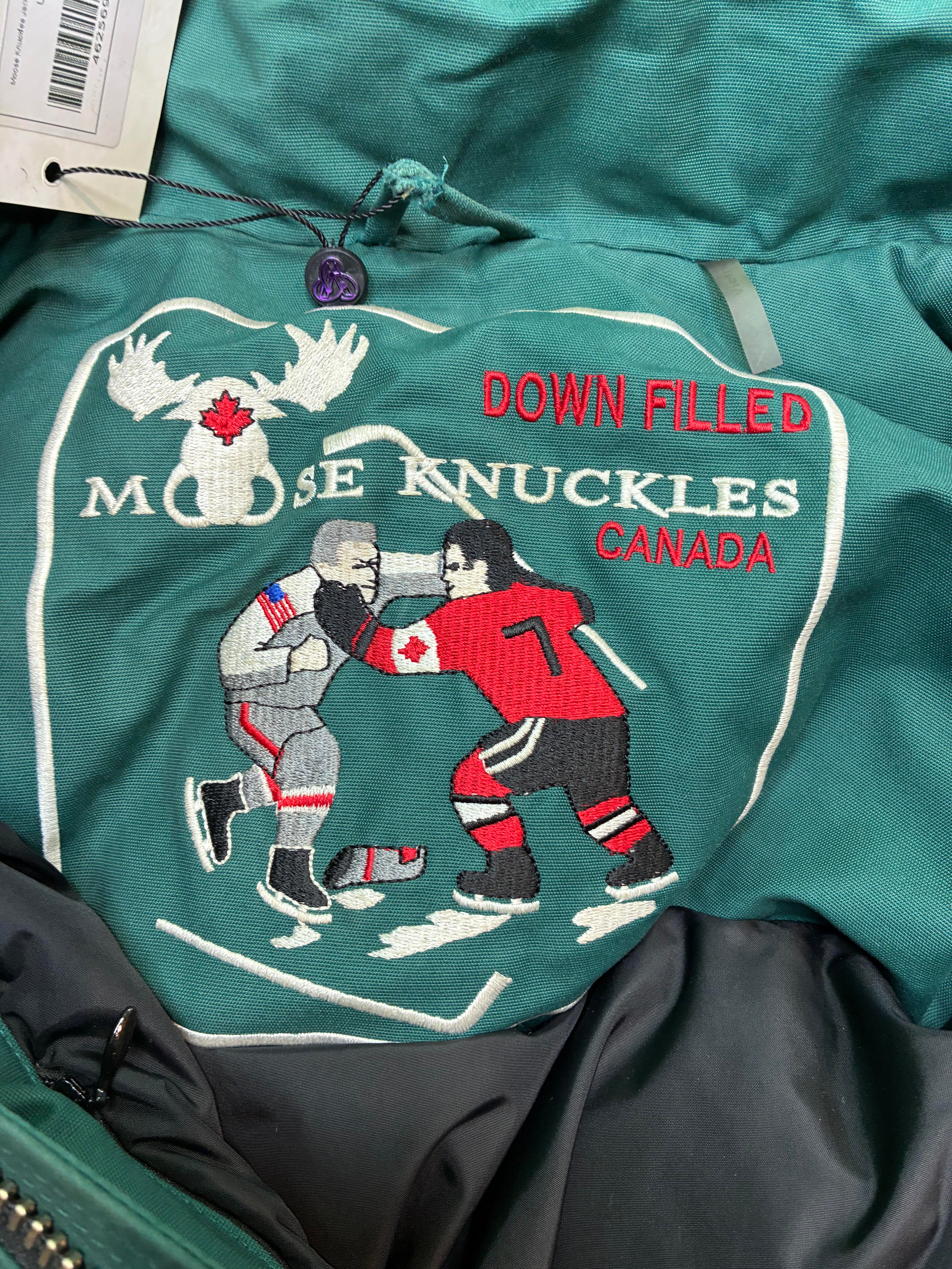 Moose Knuckles Green & Black Fur Jacket