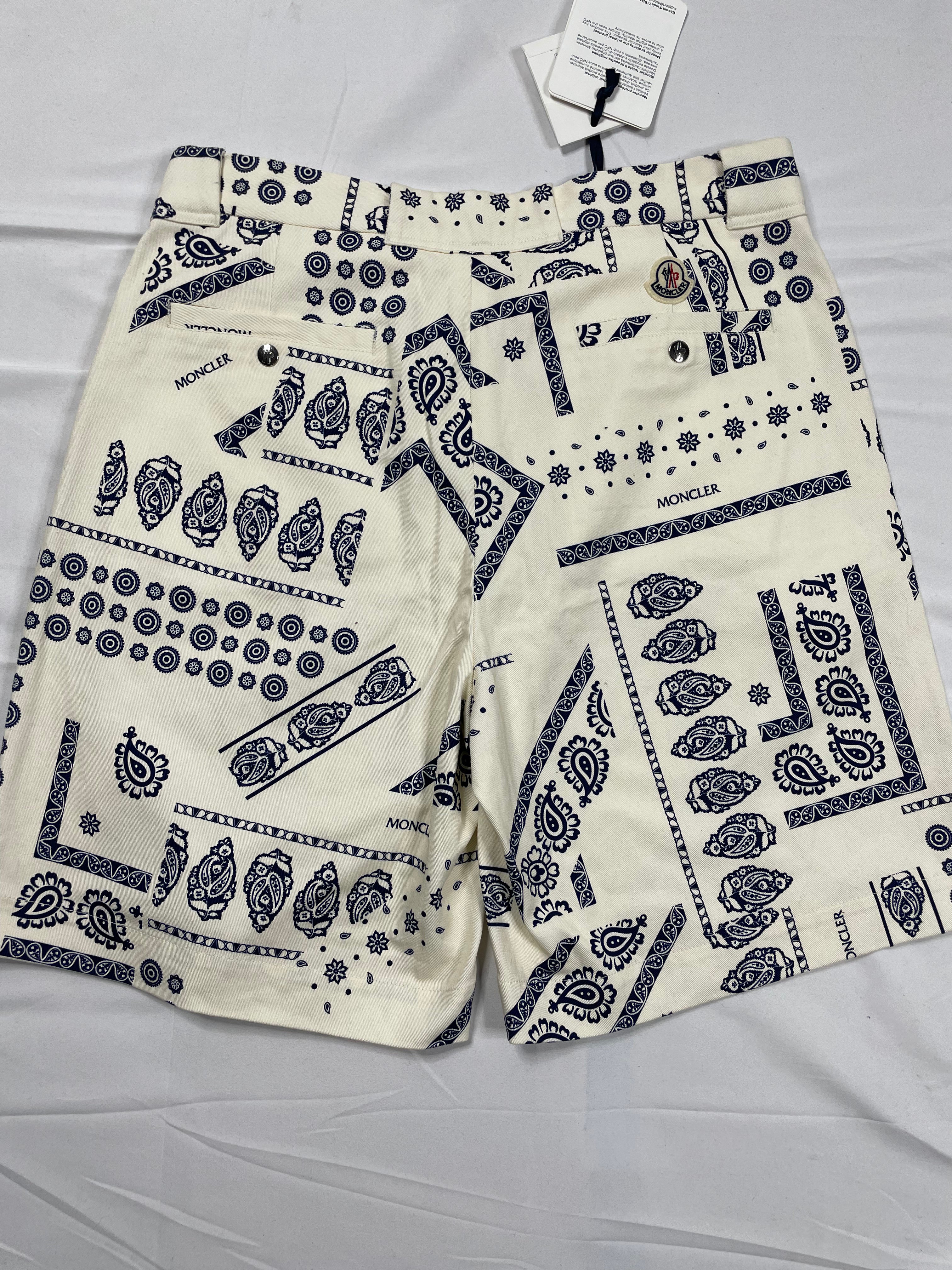 Moncler White & Navy Shorts