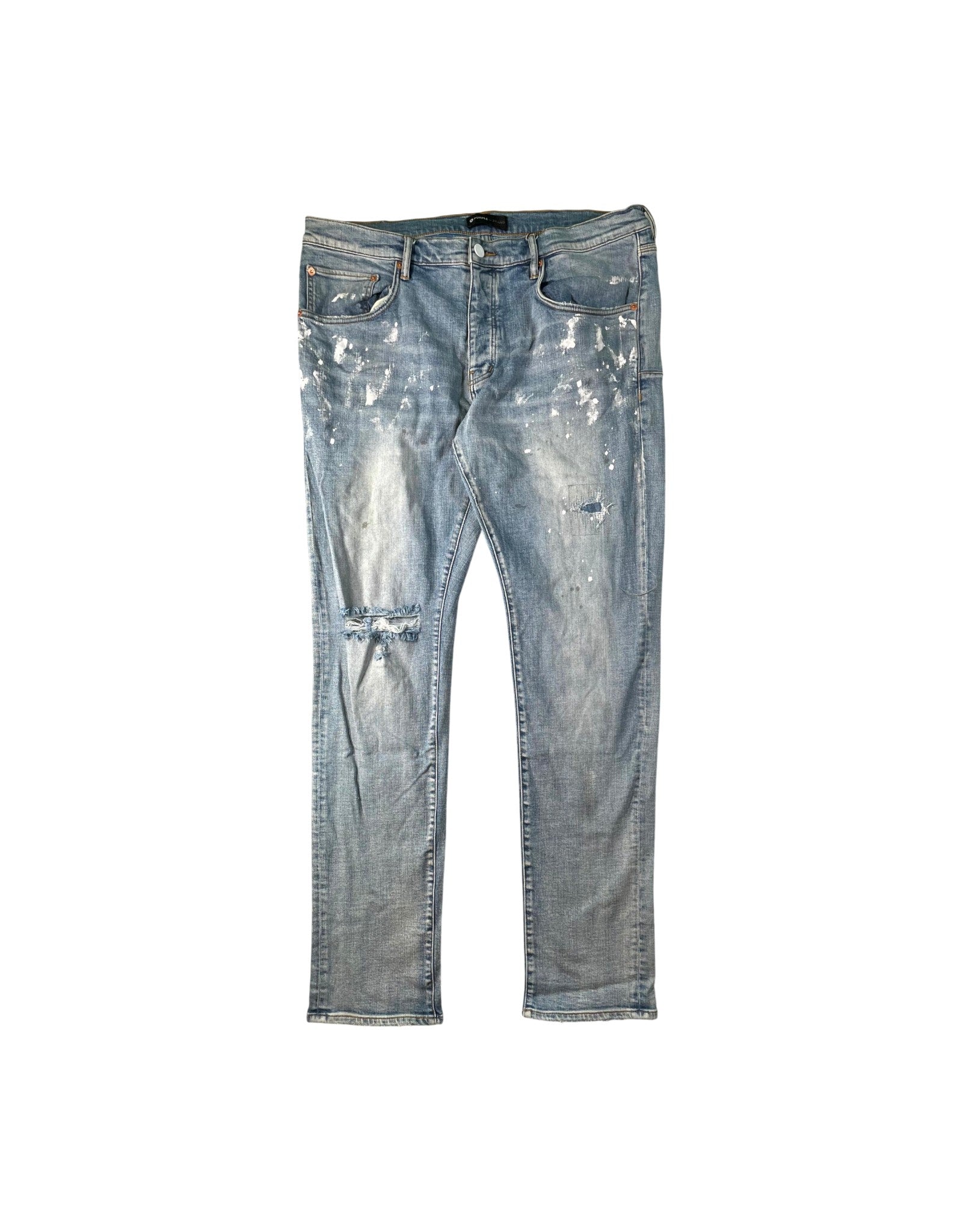 Purple Brand Paint Splatter Light Wash Jeans