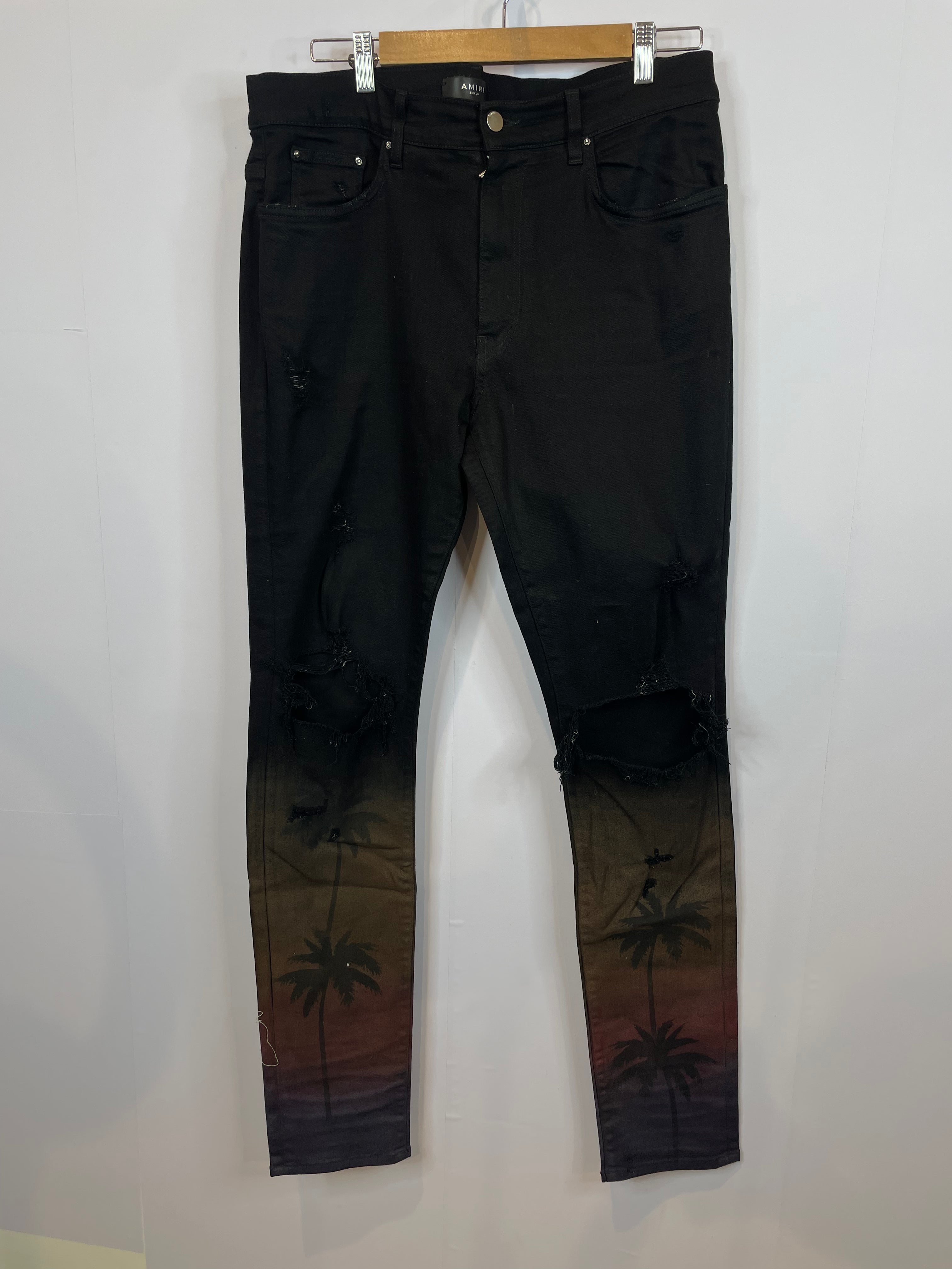 Amiri Jeans Black Palm Tree Used 36