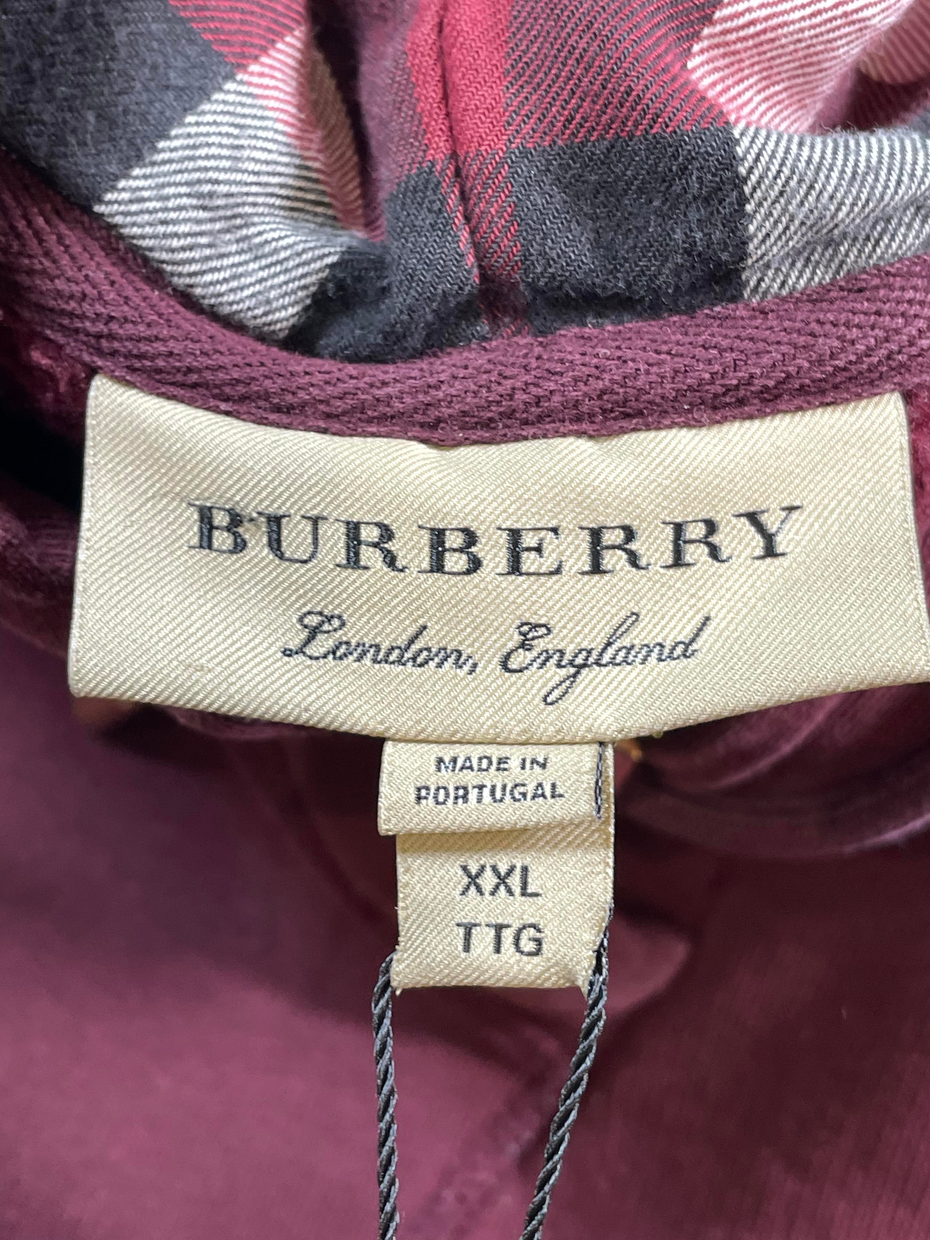 Burberry Monogram Hooded Maroon Zip Up Hoodie