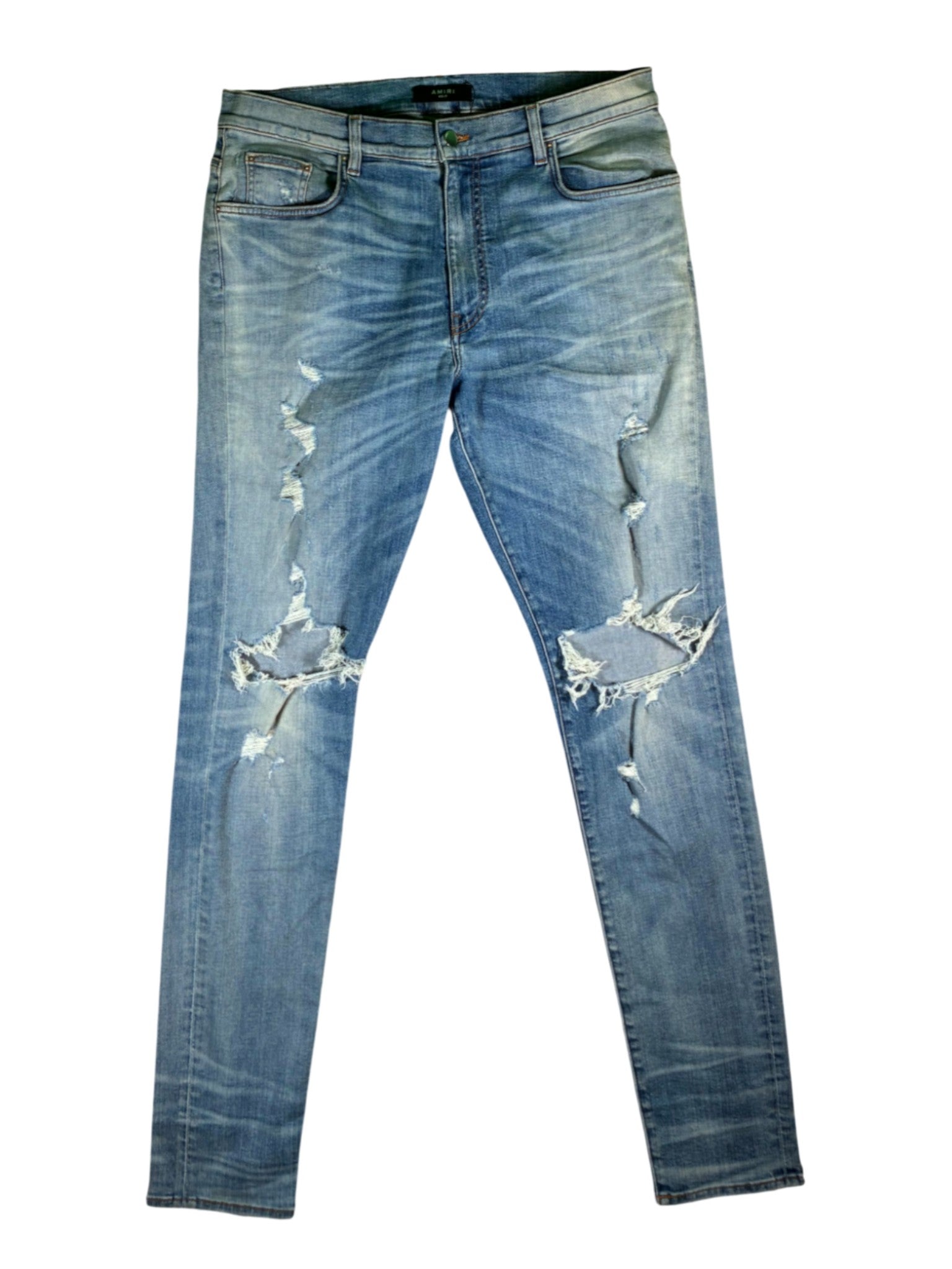 Amiri Stacked Ripped Light Wash Jeans