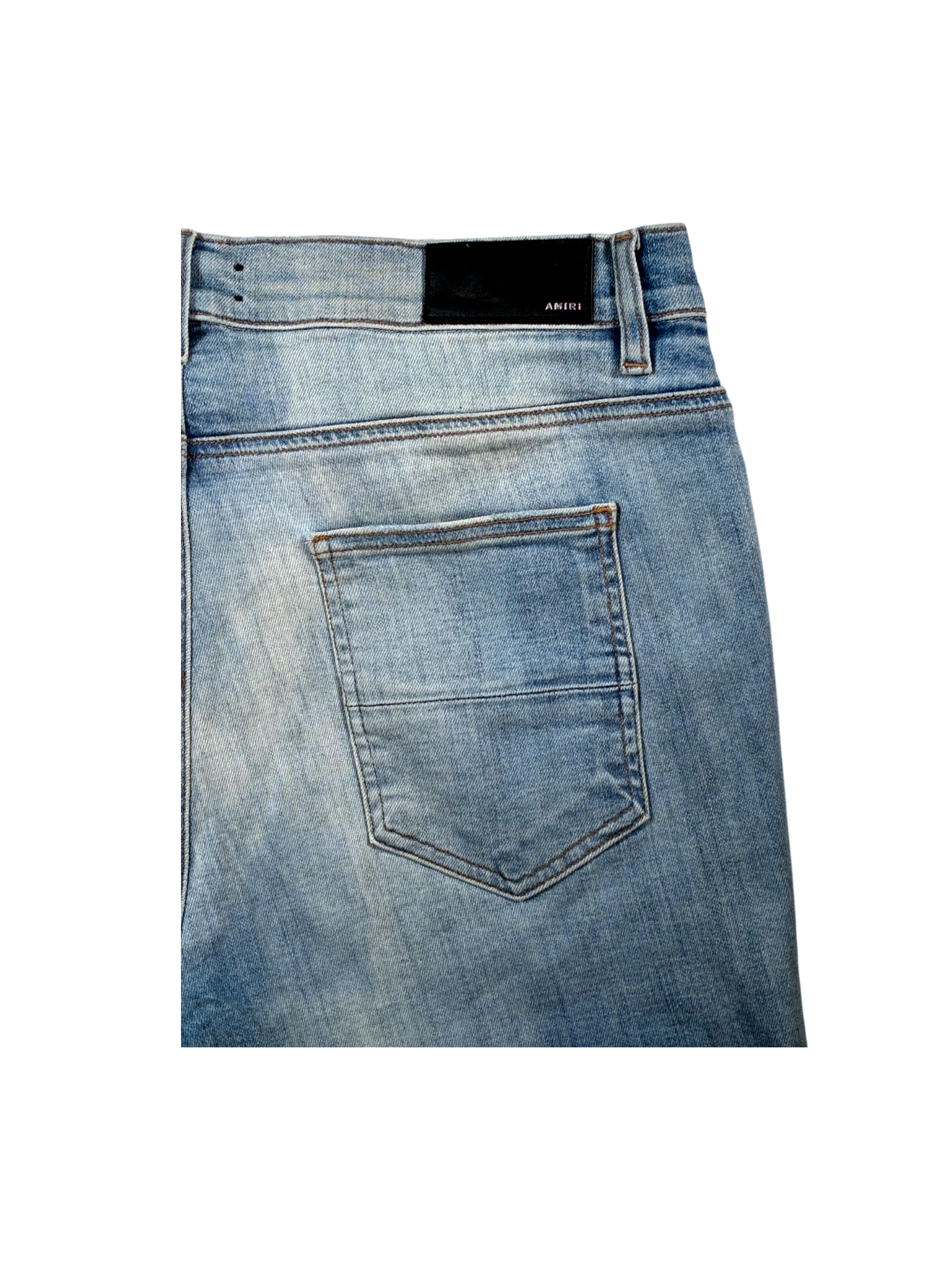Amiri Stacked Ripped Light Wash Jeans
