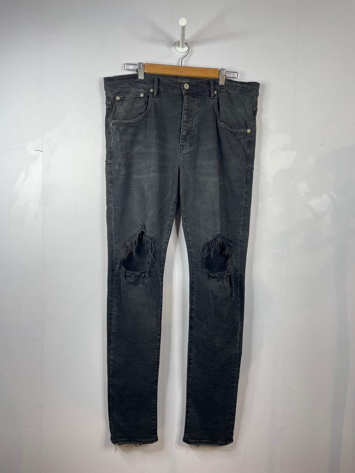 Purple Brand Knee Rip Black Jeans