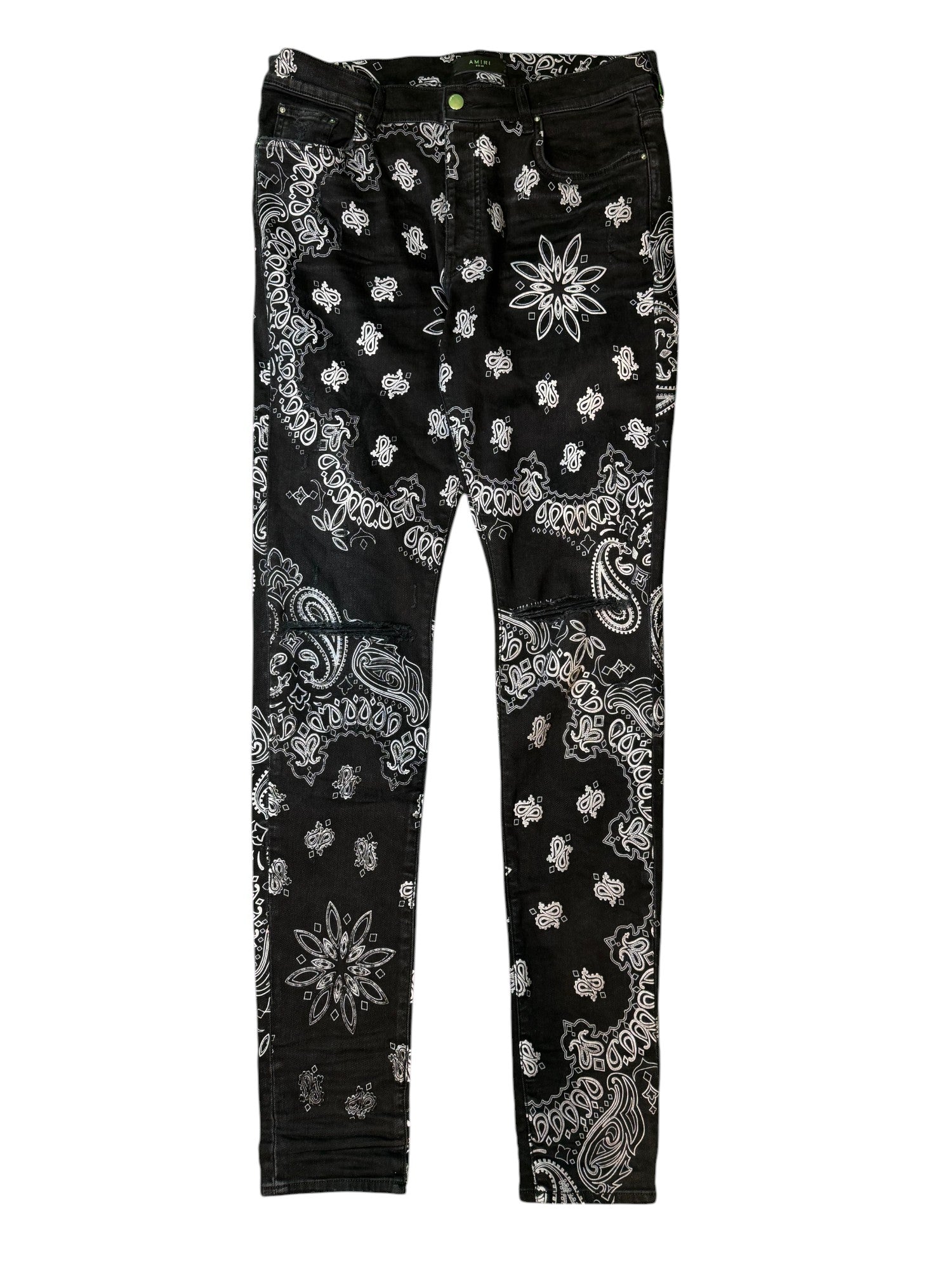 Amiri Stack Denim Paisley Black Jeans