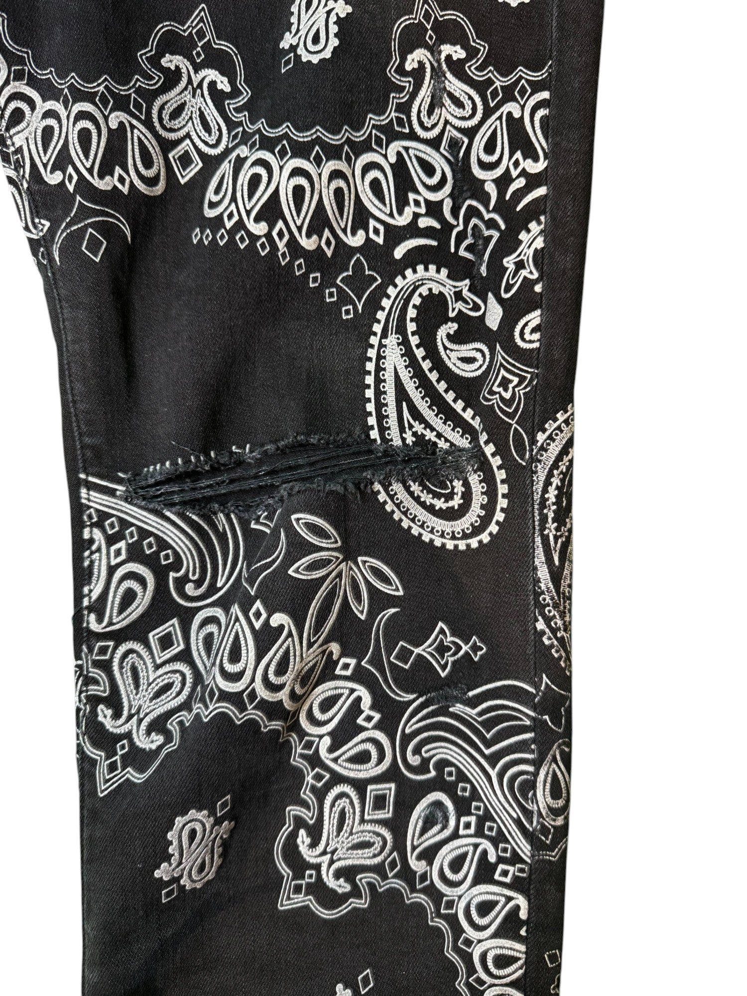 Amiri Stack Denim Paisley Black Jeans