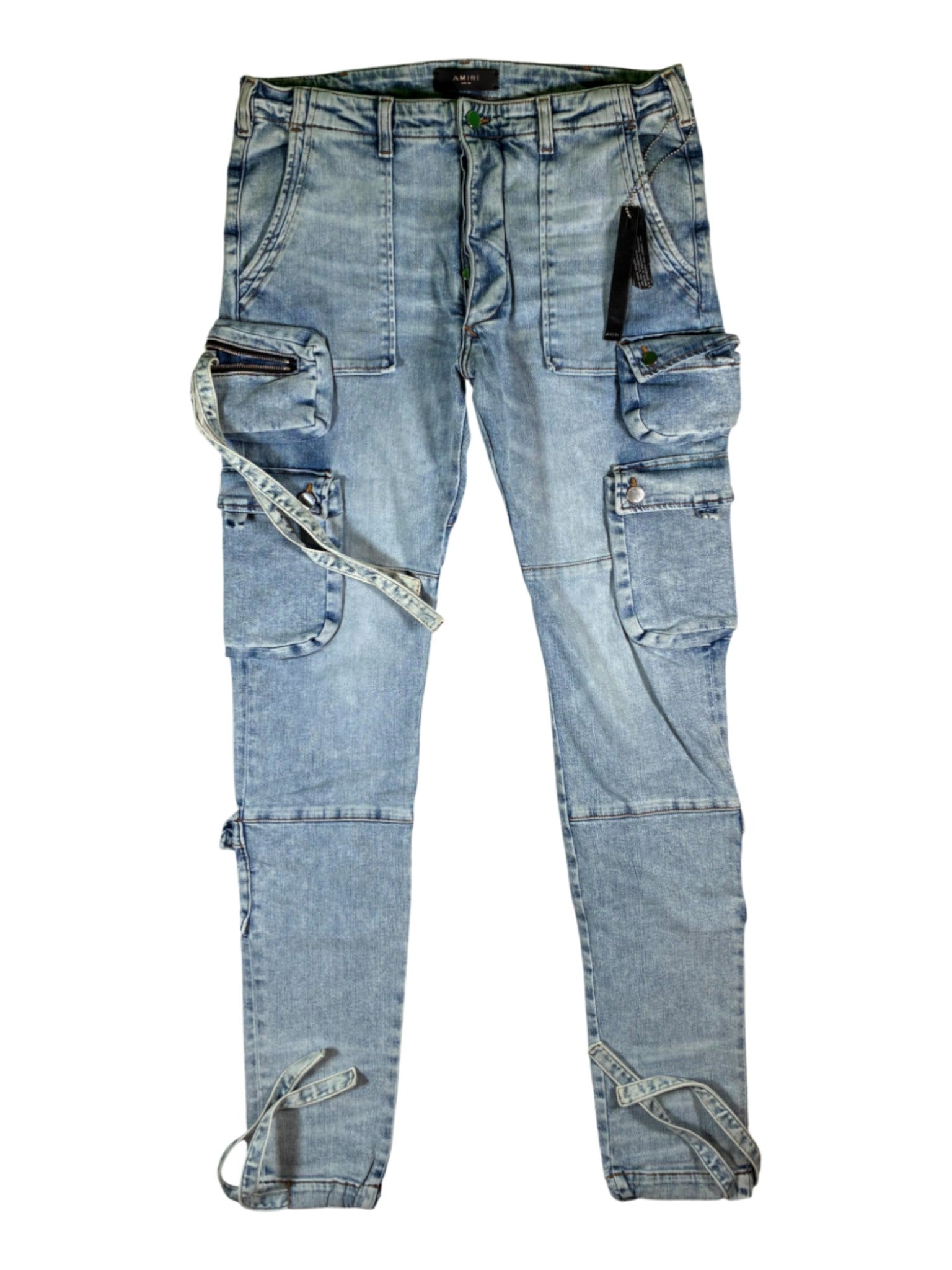 Amiri Tactical Denim Light Wash Cargo Pants