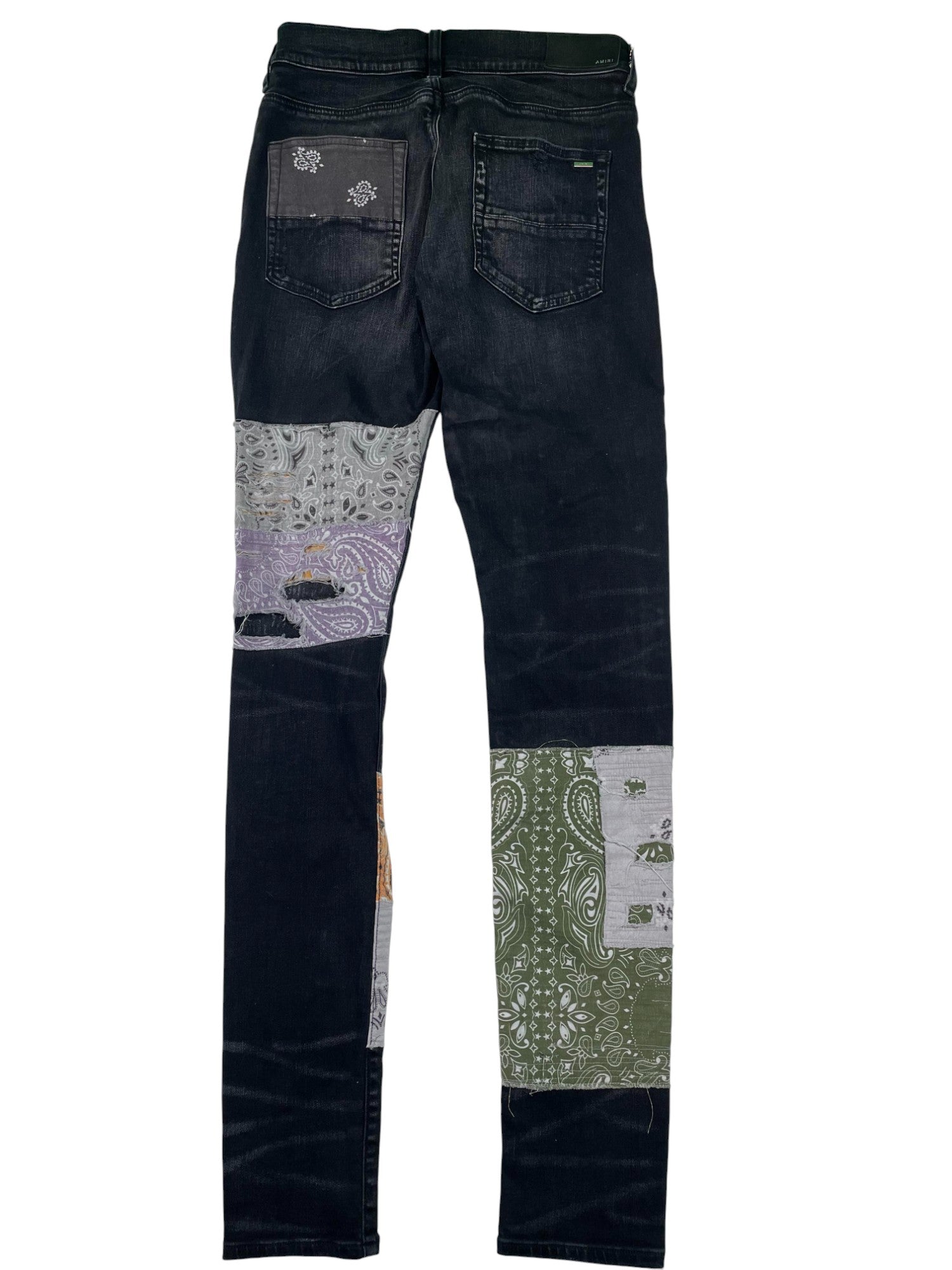 Amiri Jeans Black Halloween Paisley Patchwork