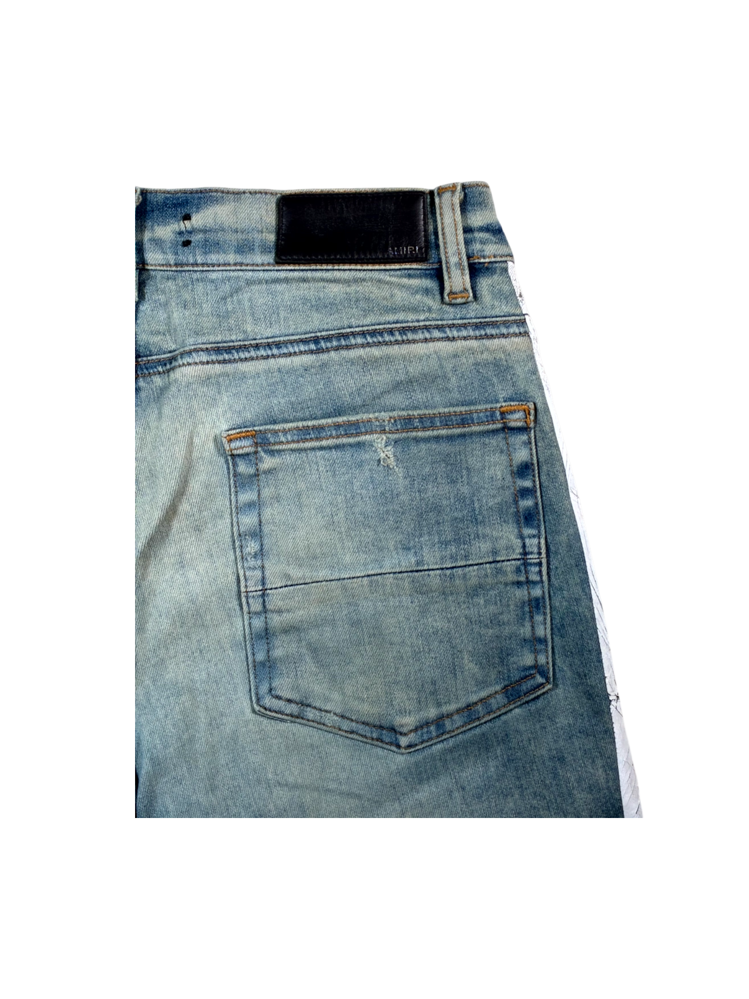 Amiri Stripe Light Wash & White Jeans