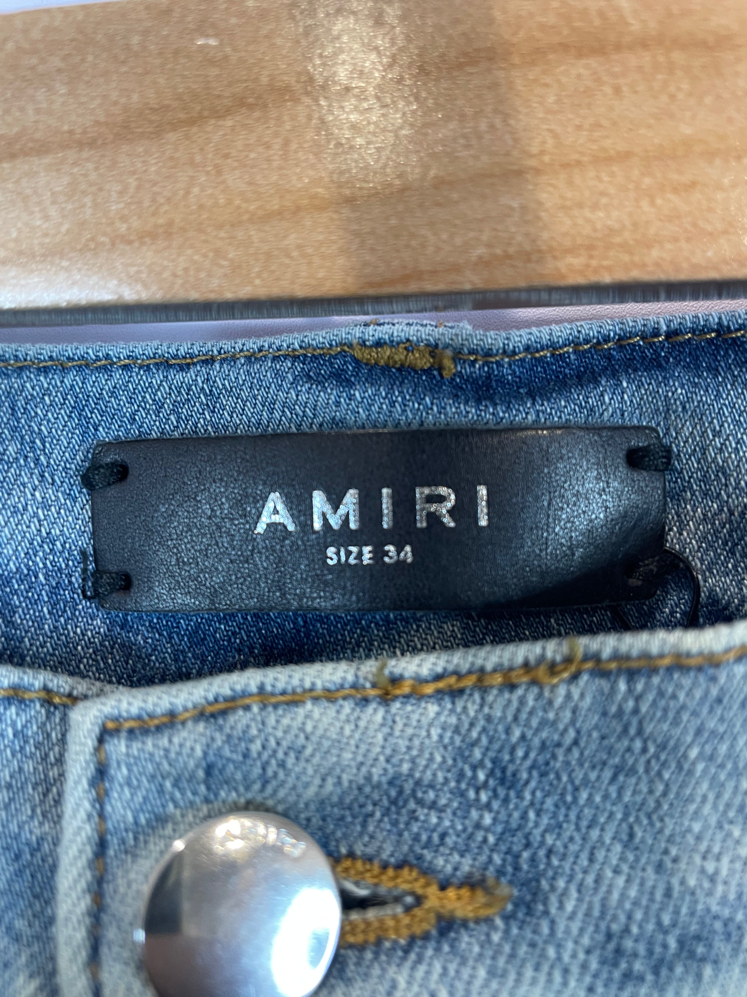 Amiri Jeans Light Wash Desert Camo Patchwork Used 34