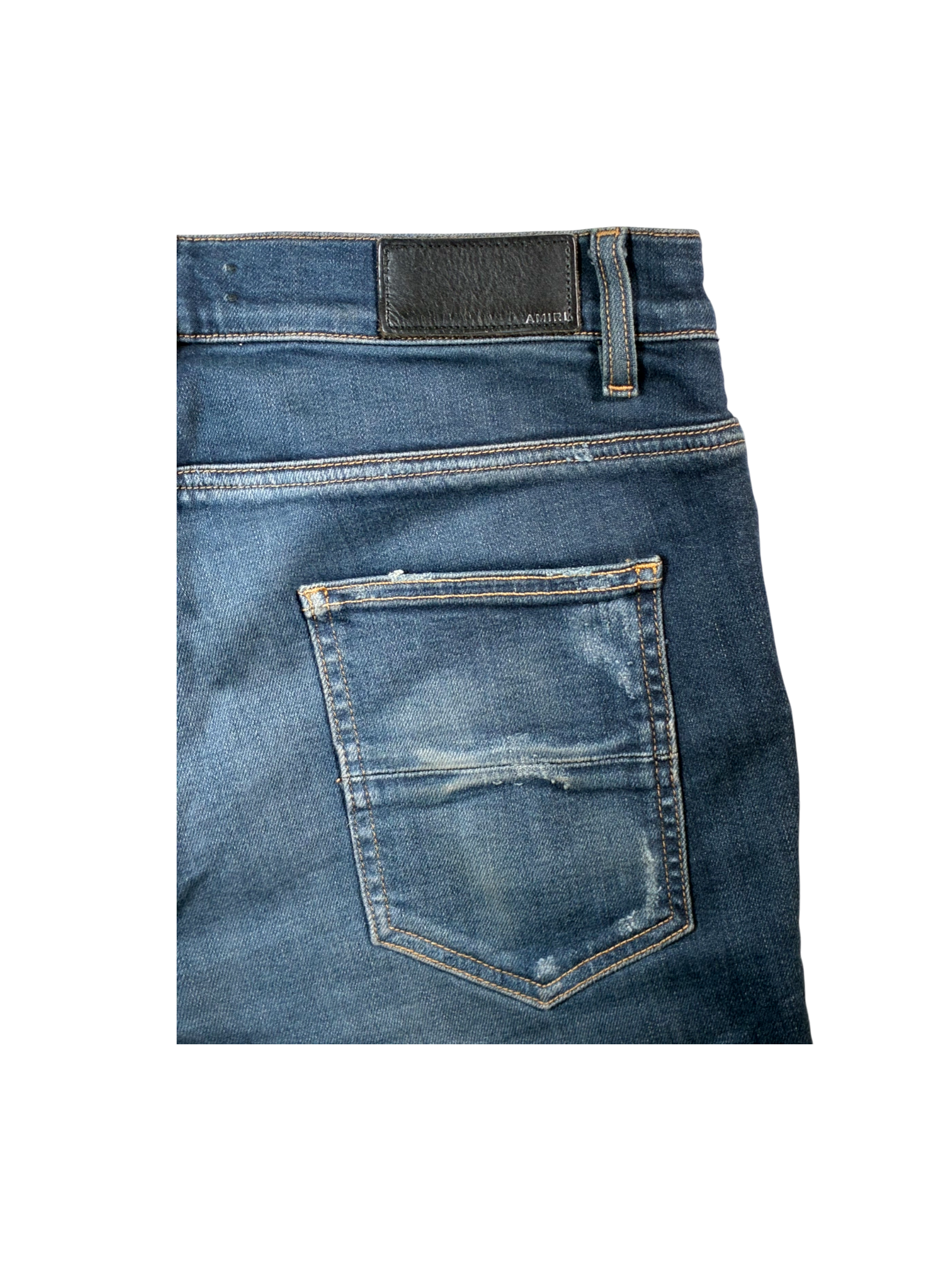 Amiri OG Leather Patch Dark Wash & Black Jeans