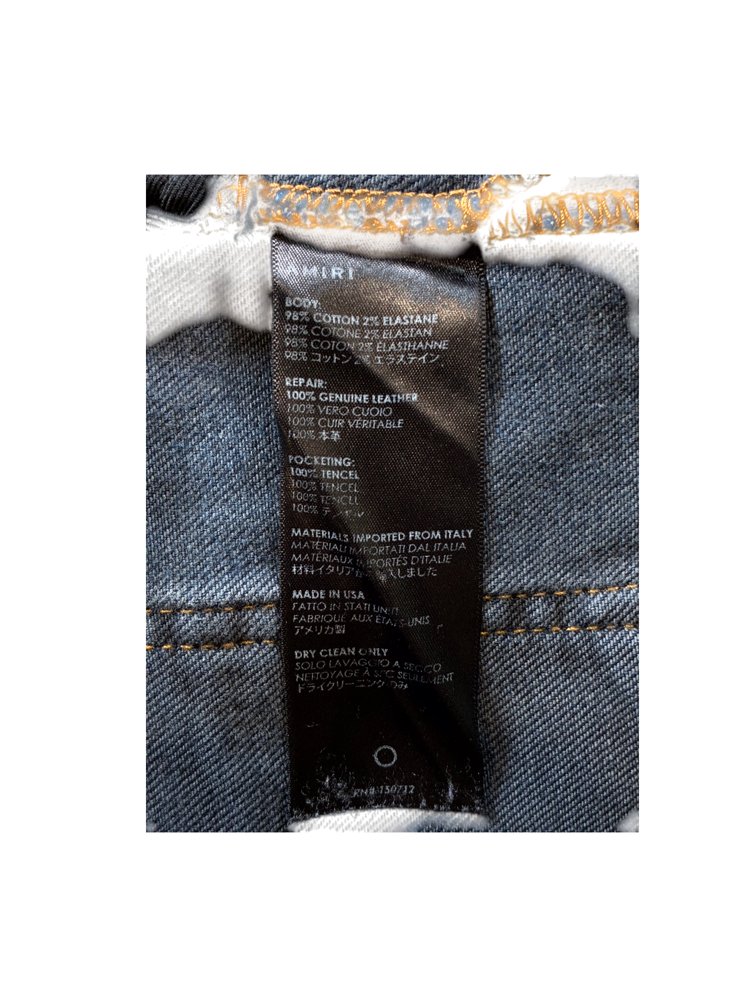 Amiri OG Leather Patch Dark Wash & Black Jeans