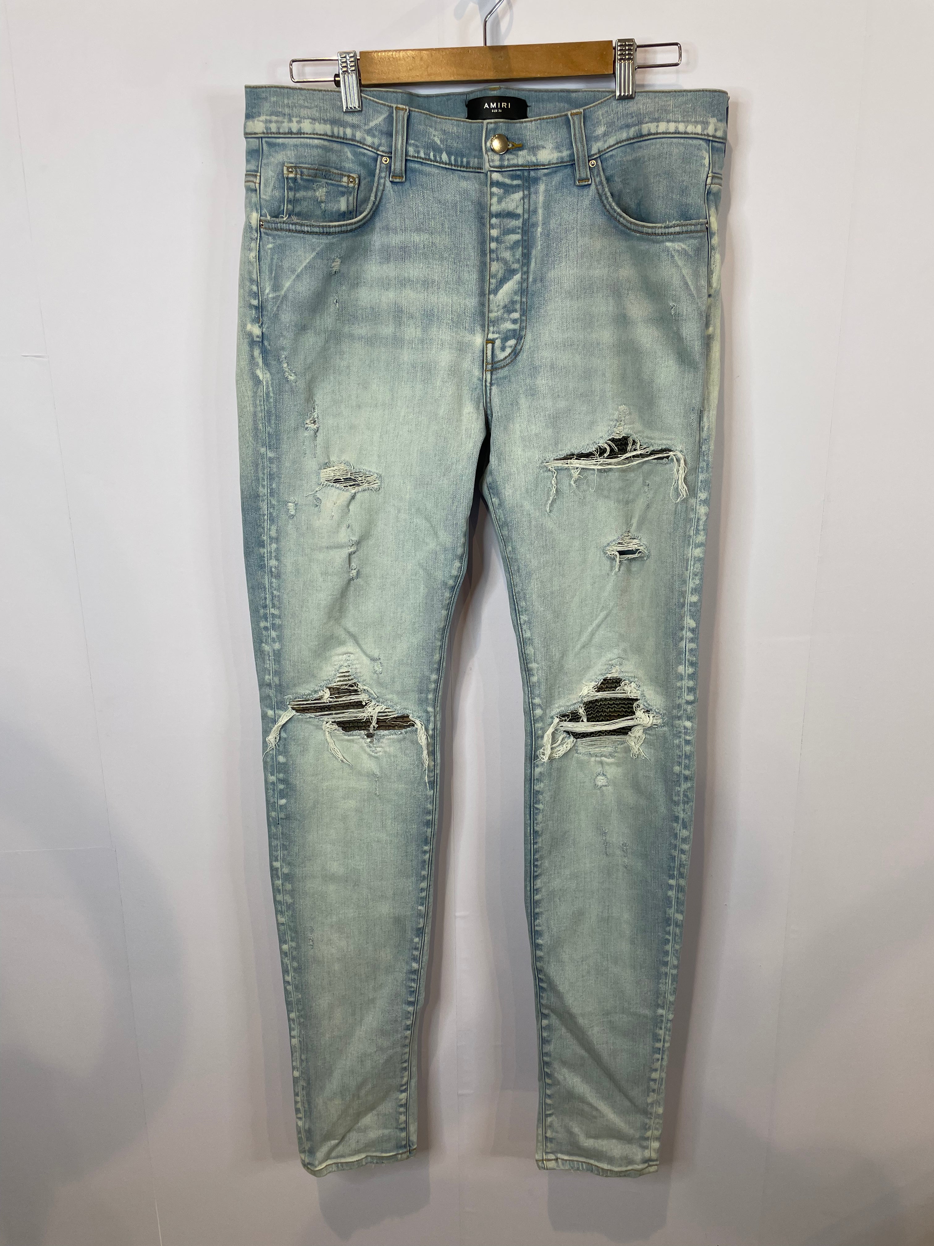 Amiri MX1 Light Wash Camo Patch Used 36