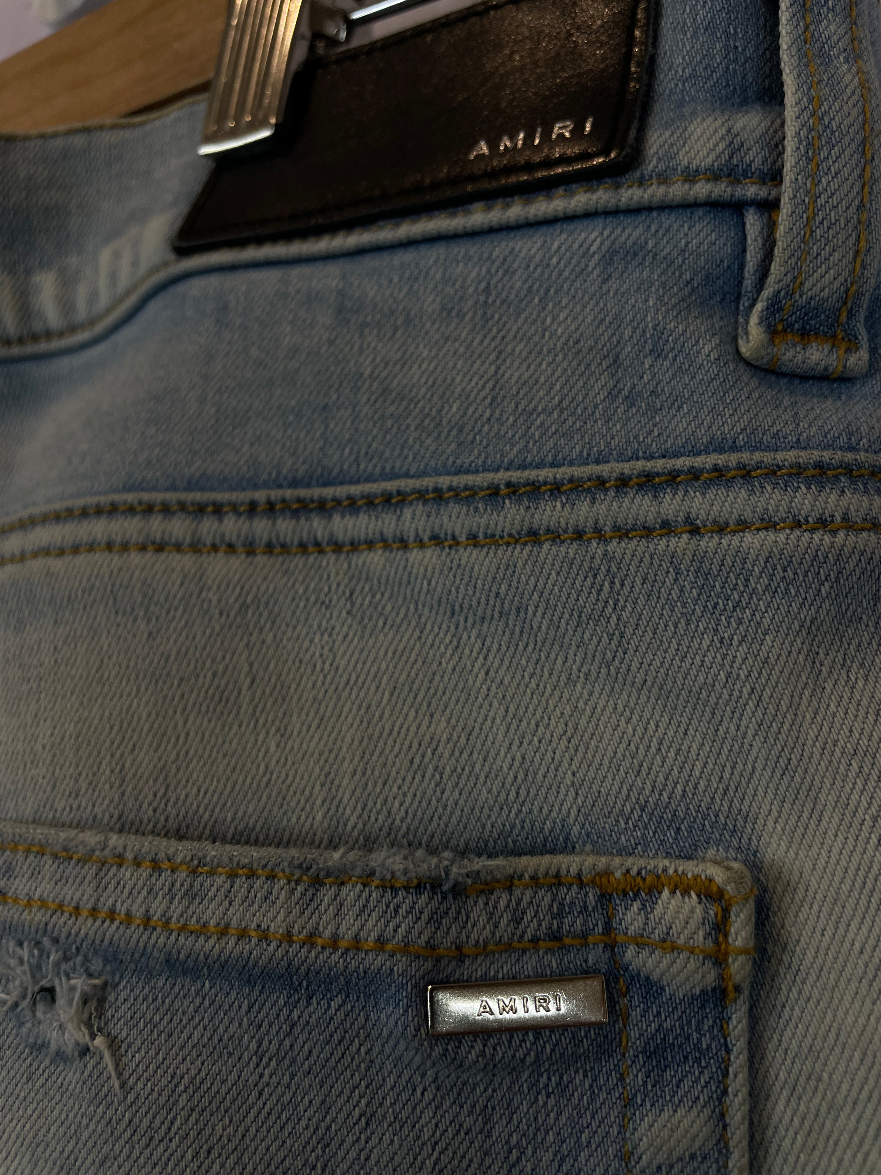 Amiri MX1 Light Wash Camo Patch Used 36