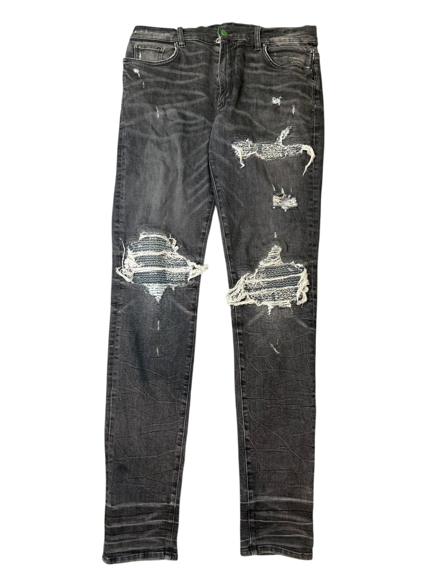 Amiri MX1 Grey Bandana Patch Black Jeans