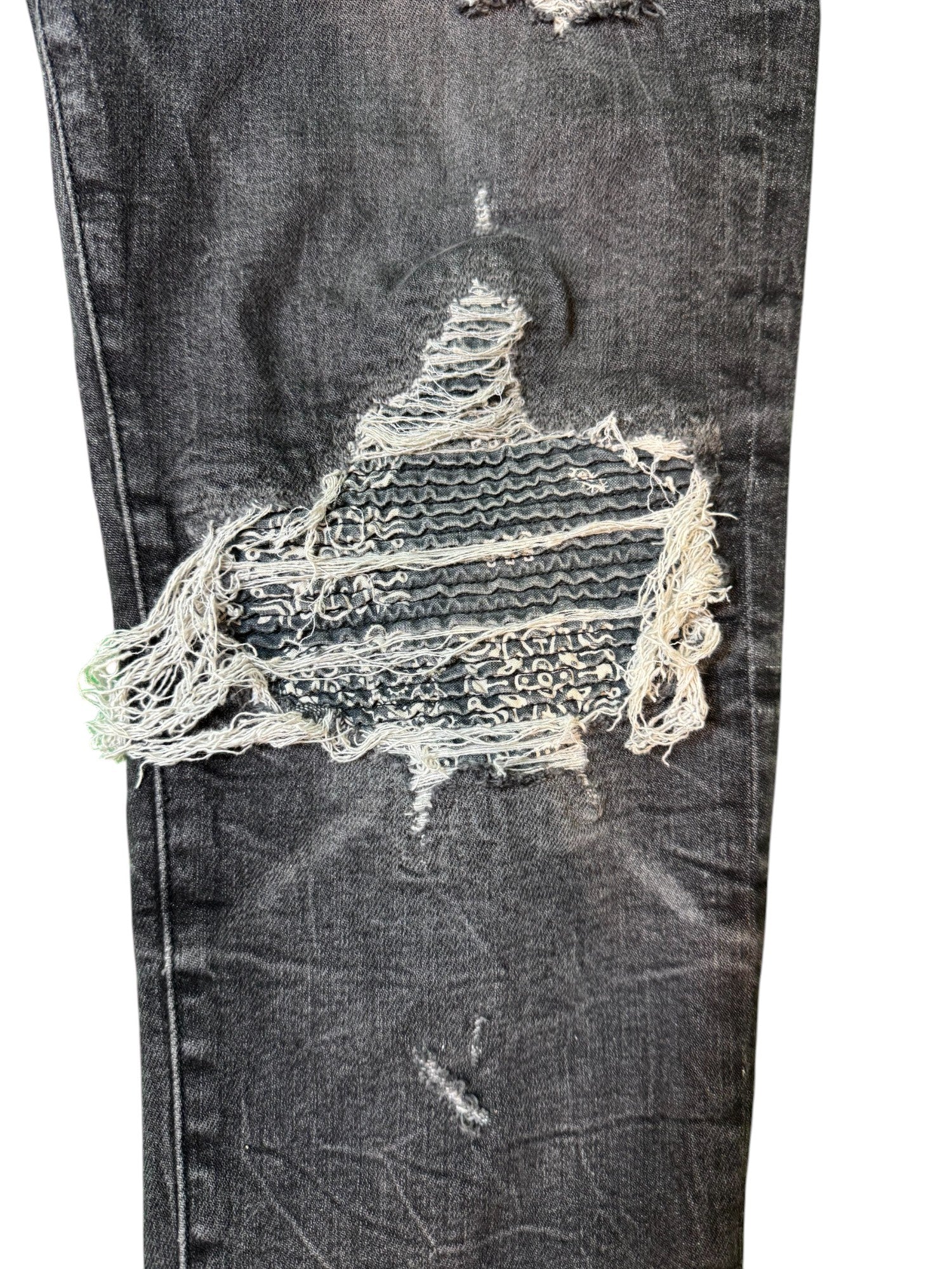 Amiri MX1 Grey Bandana Patch Black Jeans
