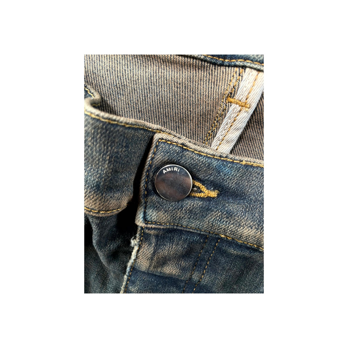 Amiri "MX1" Plaid Patch Dark Indigo, Cream & Navy Jeans