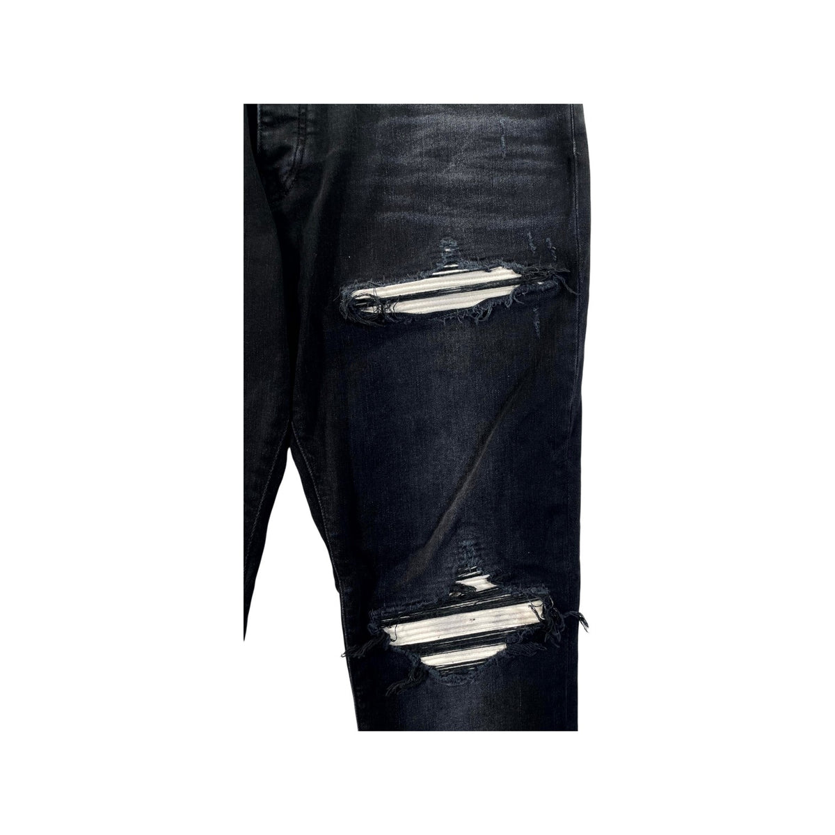 Amiri "MX1" Suede Patch Black Wash & White Jeans