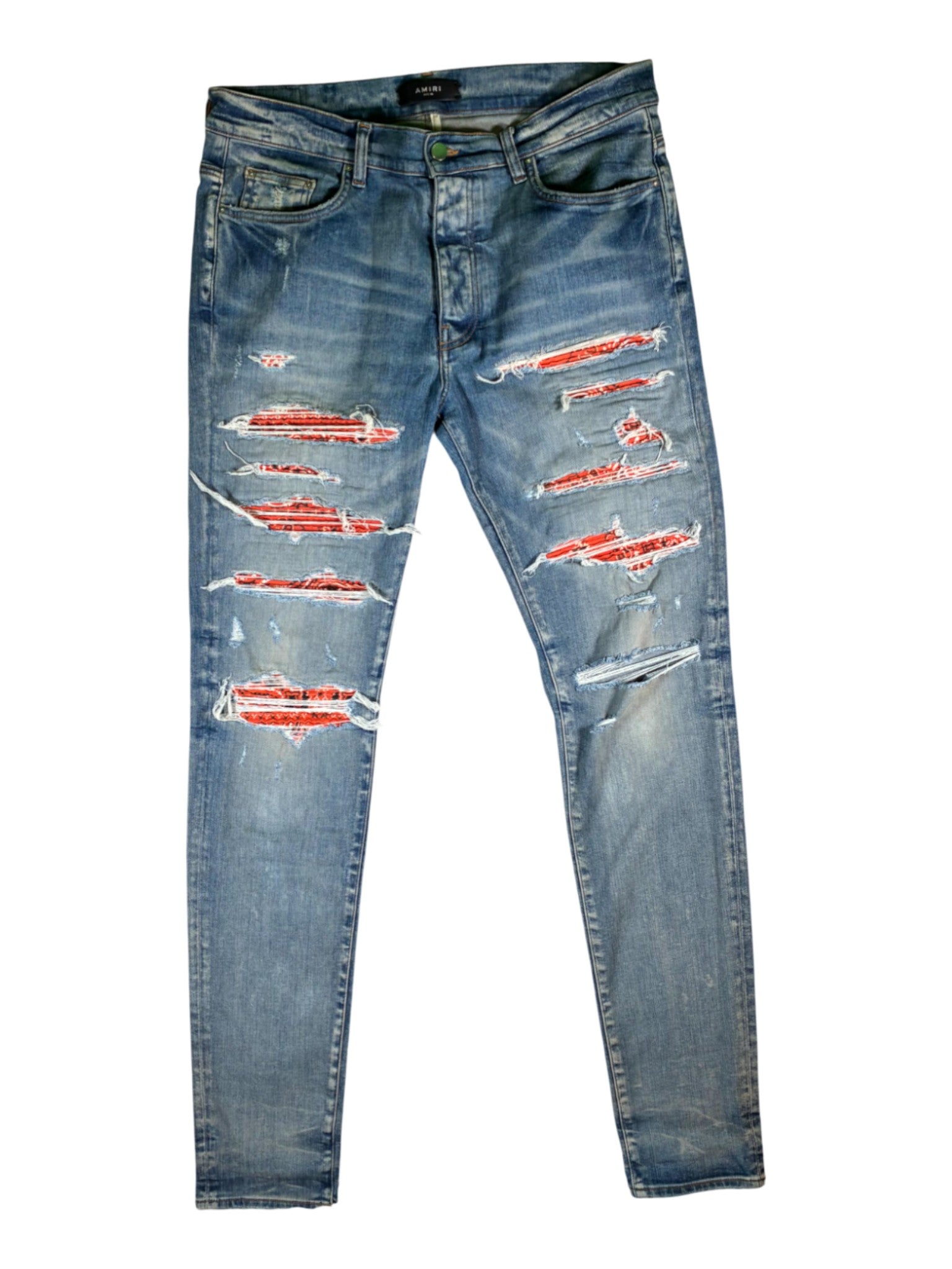 Amiri Thrasher Patch Light Wash & Orange Jeans