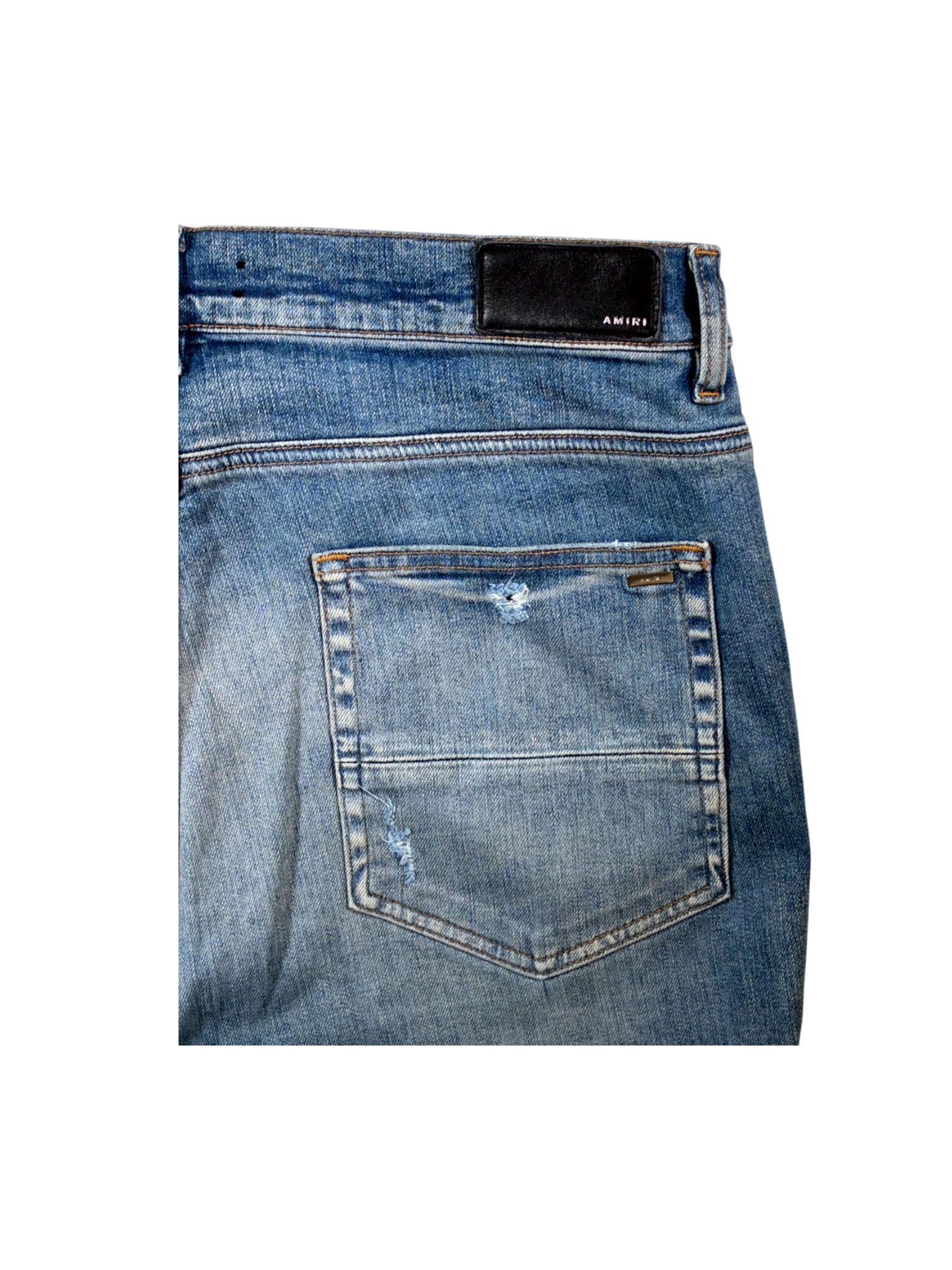 Amiri Thrasher Patch Light Wash & Orange Jeans