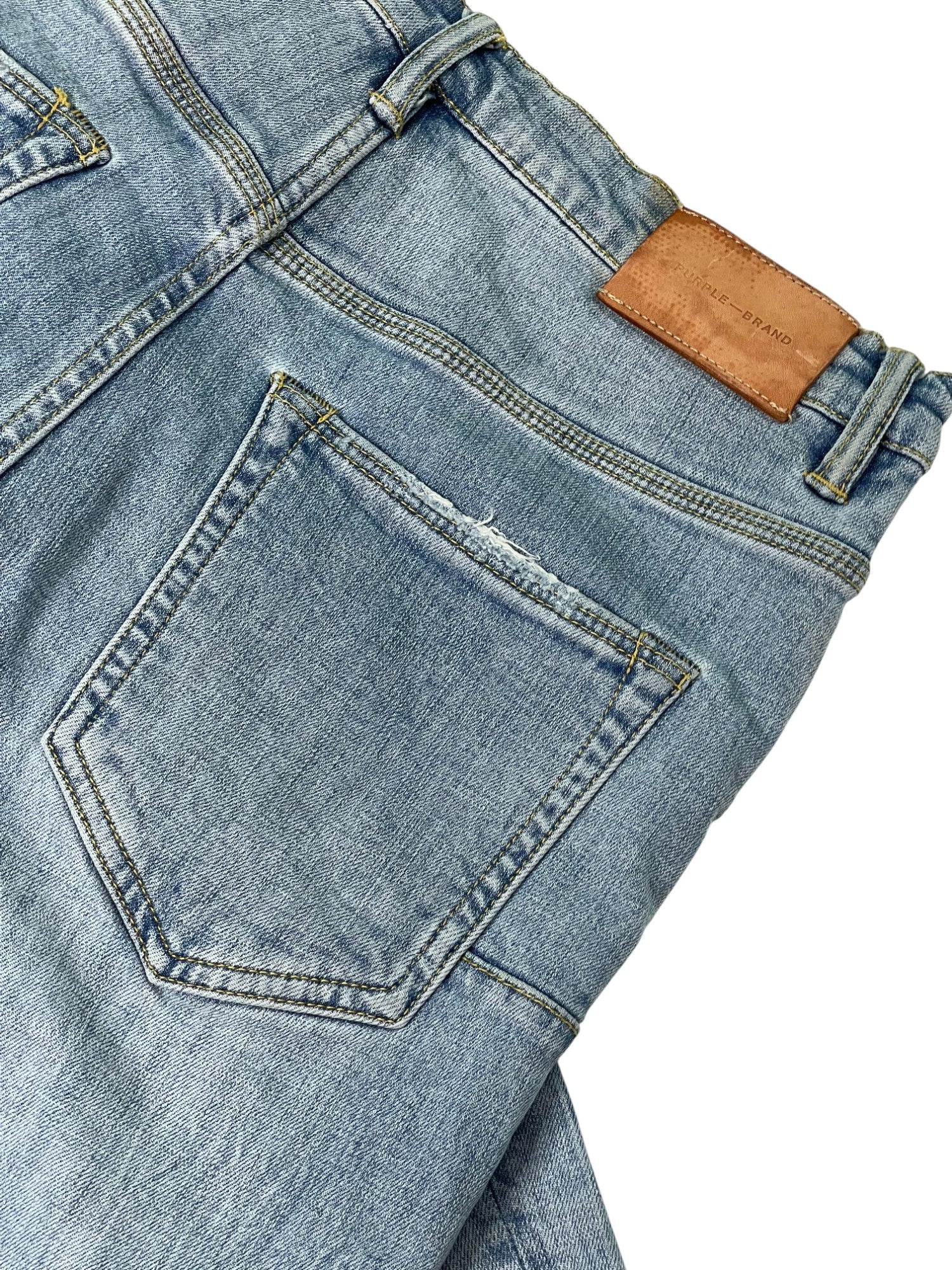 Purple Brand Knee Ripped Light Wash Jeans