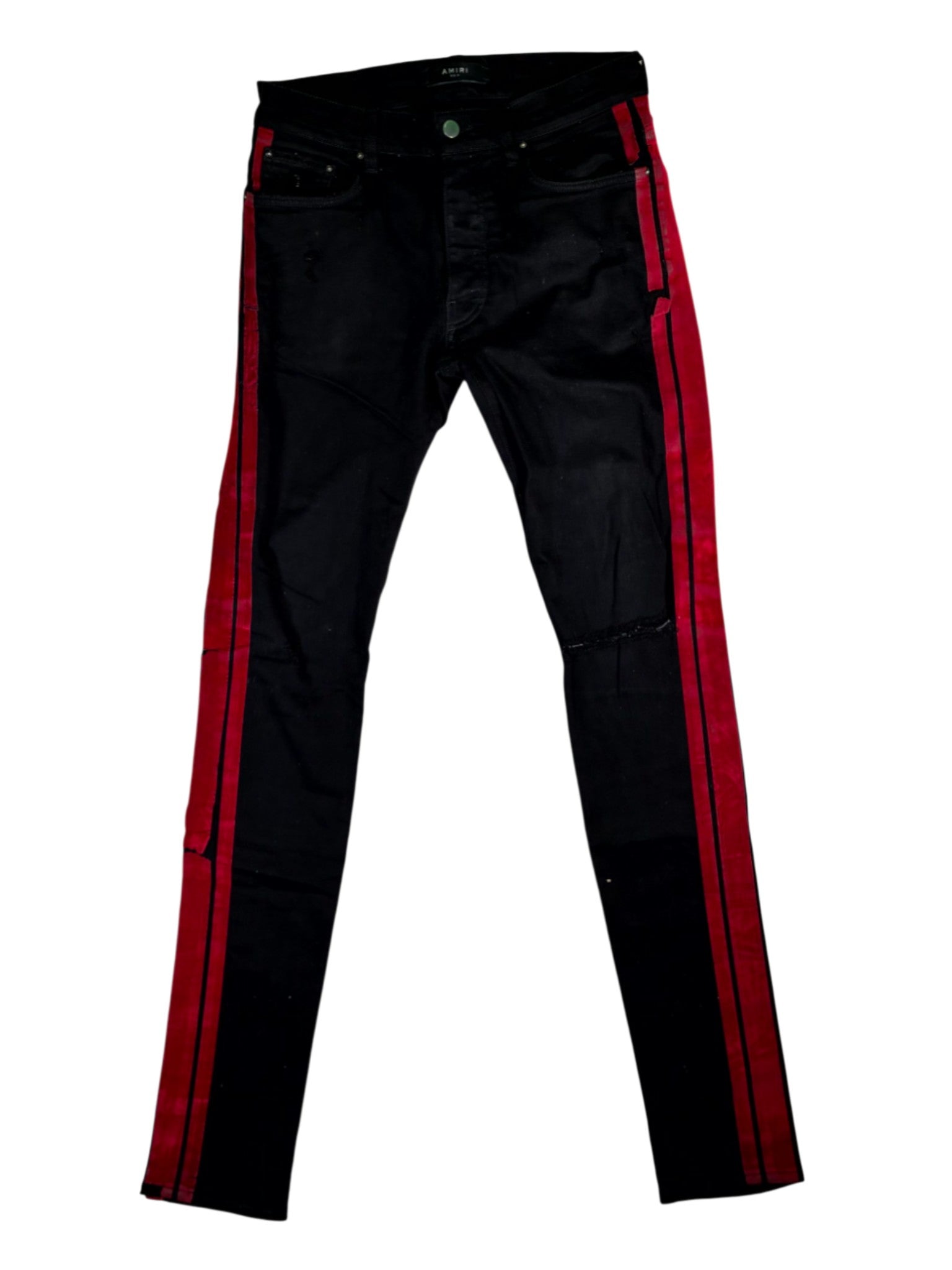 Amiri Stripe Thrasher Black & Red Jeans