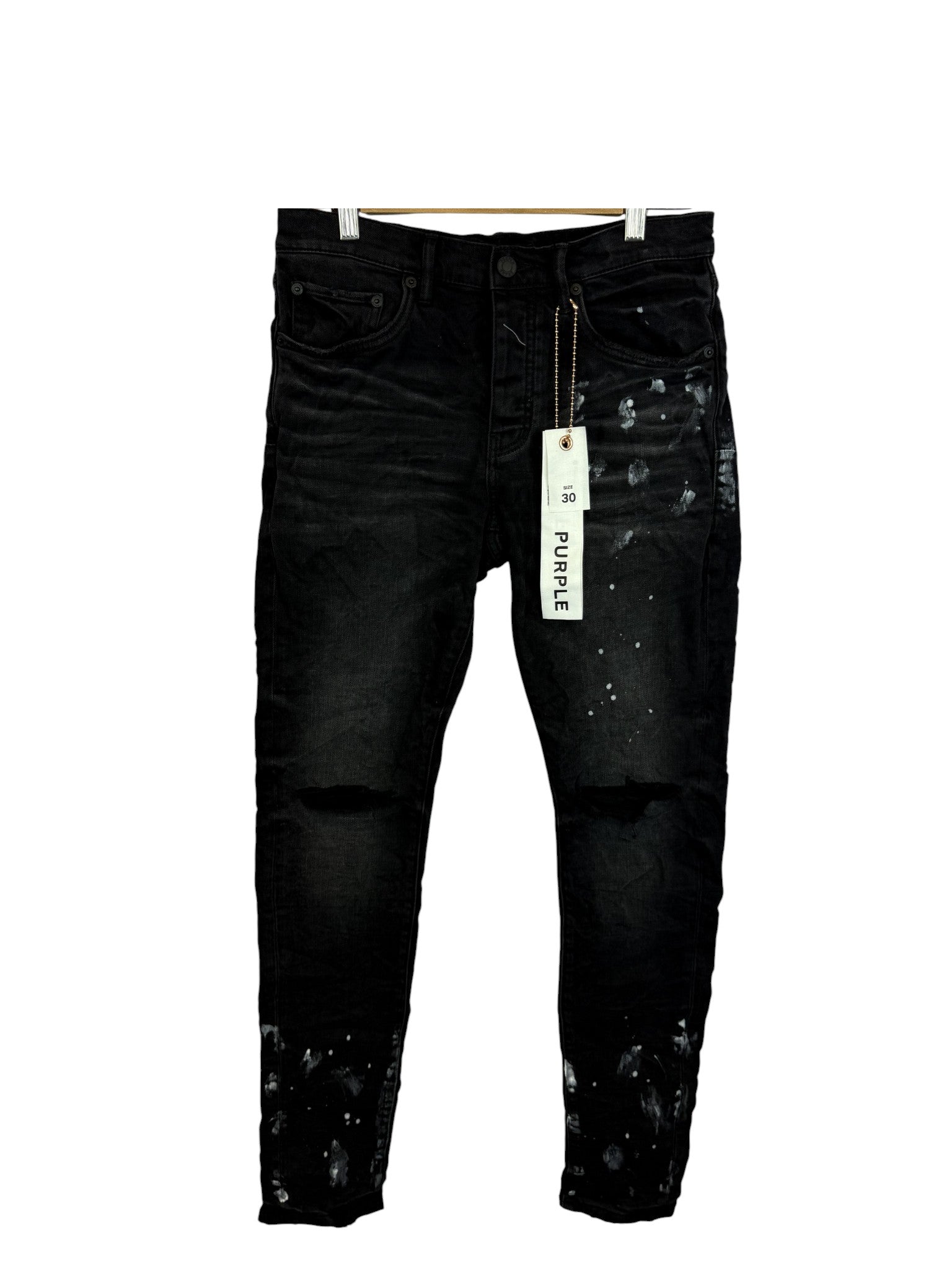 Purple Brand Resin Knee Slit Black Jeans