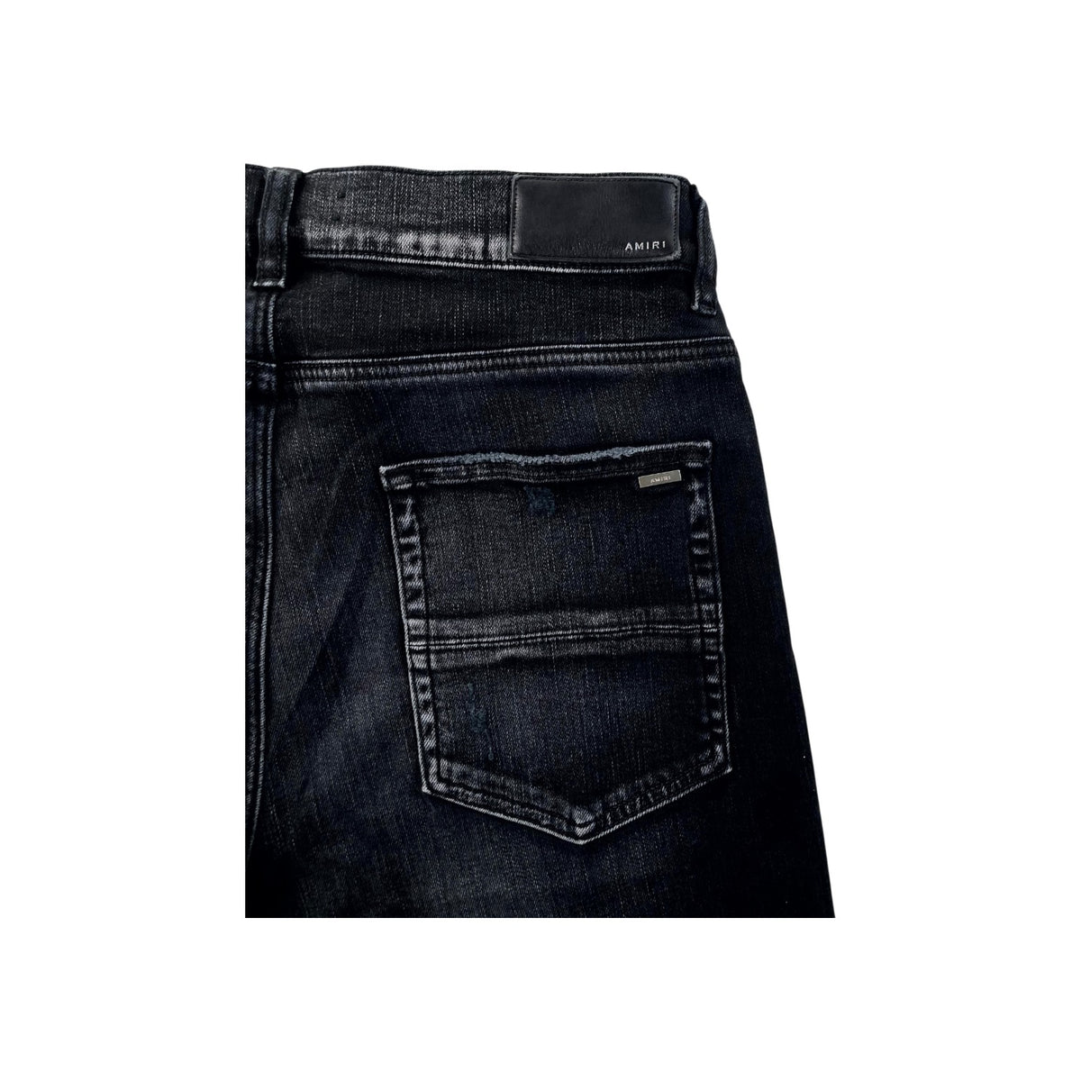Amiri "MX1" Camo Leather Patch Black Wash Jeans