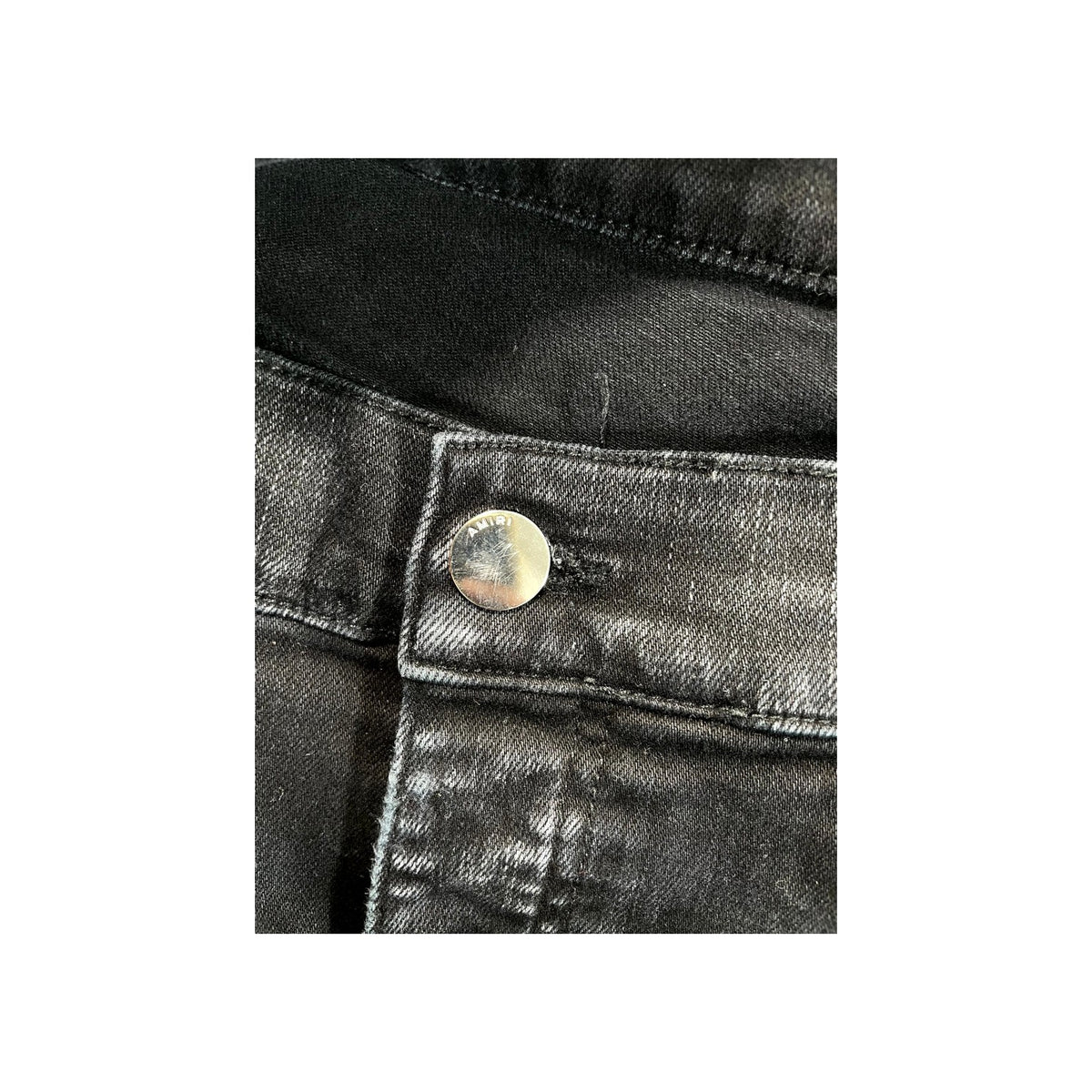 Amiri "MX1" Camo Leather Patch Black Wash Jeans